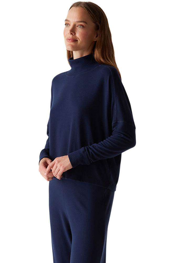 Michael Stars Frida Mock Neck Top in Nocturnal
