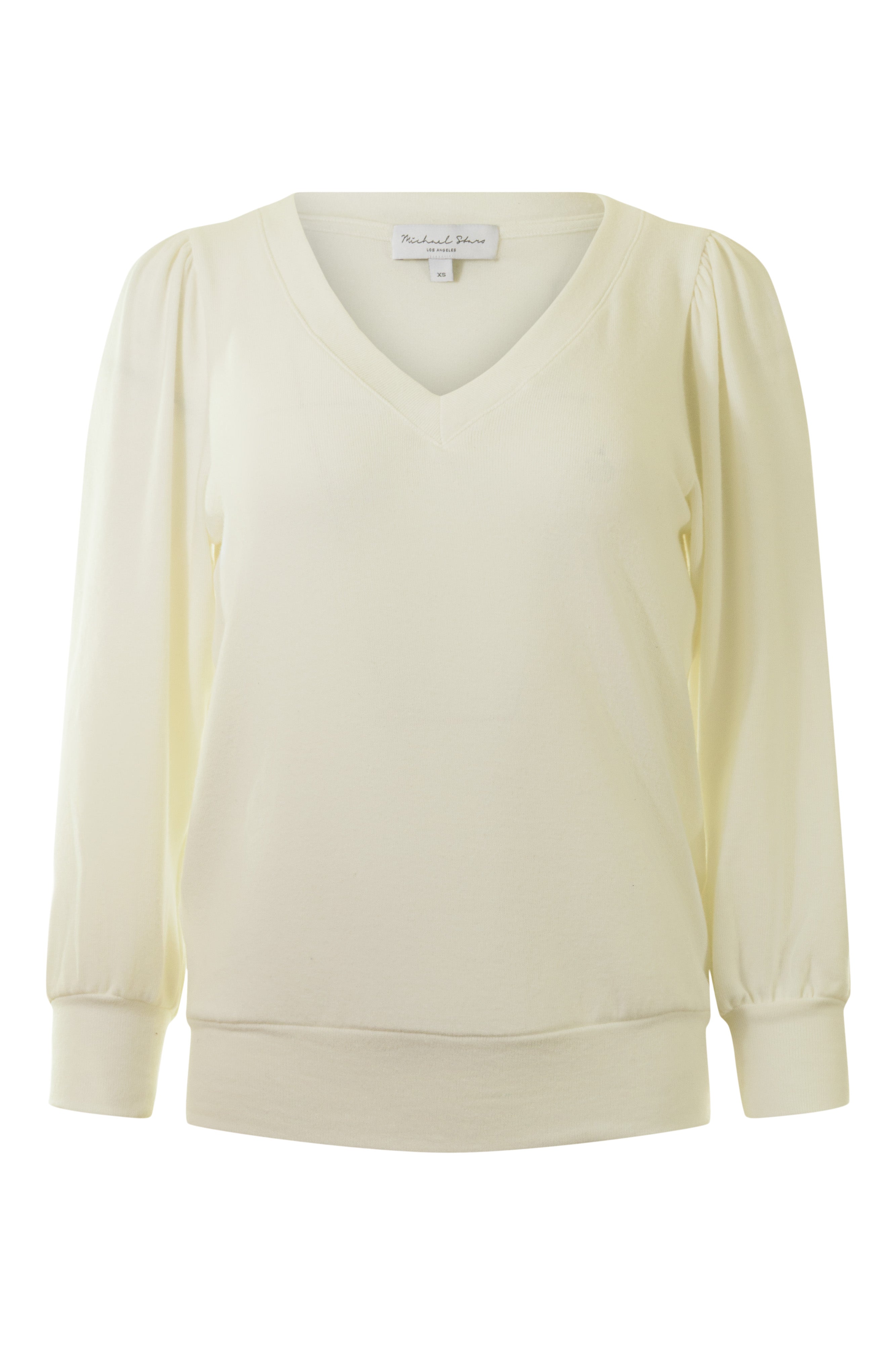 Michael Stars Gabriella V-Neck Top in Coconut Milk