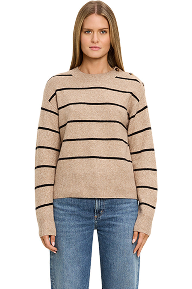 Michael Stars Georgia Striped Mock Neck Pullover