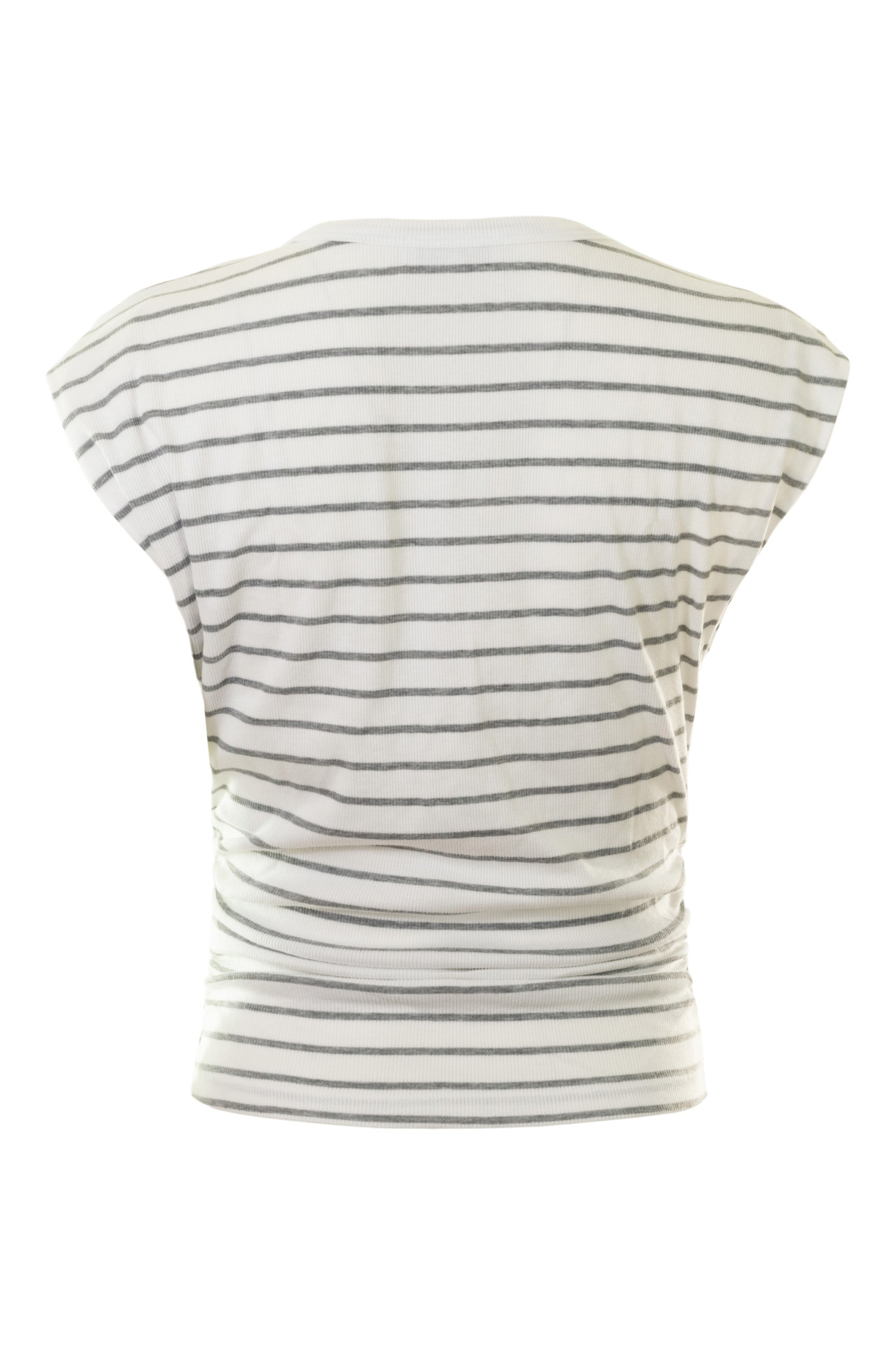 Michael Stars Jodi Crew Neck Power Shoulder Tee in White - Heather Grey