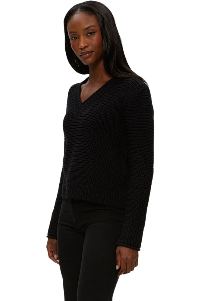 Michael Stars Linda V-neck Pullover in Black