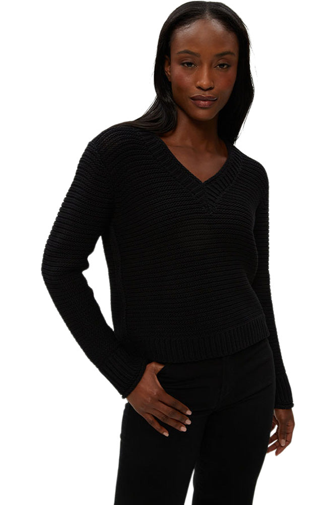 Michael Stars Linda V-neck Pullover in Black
