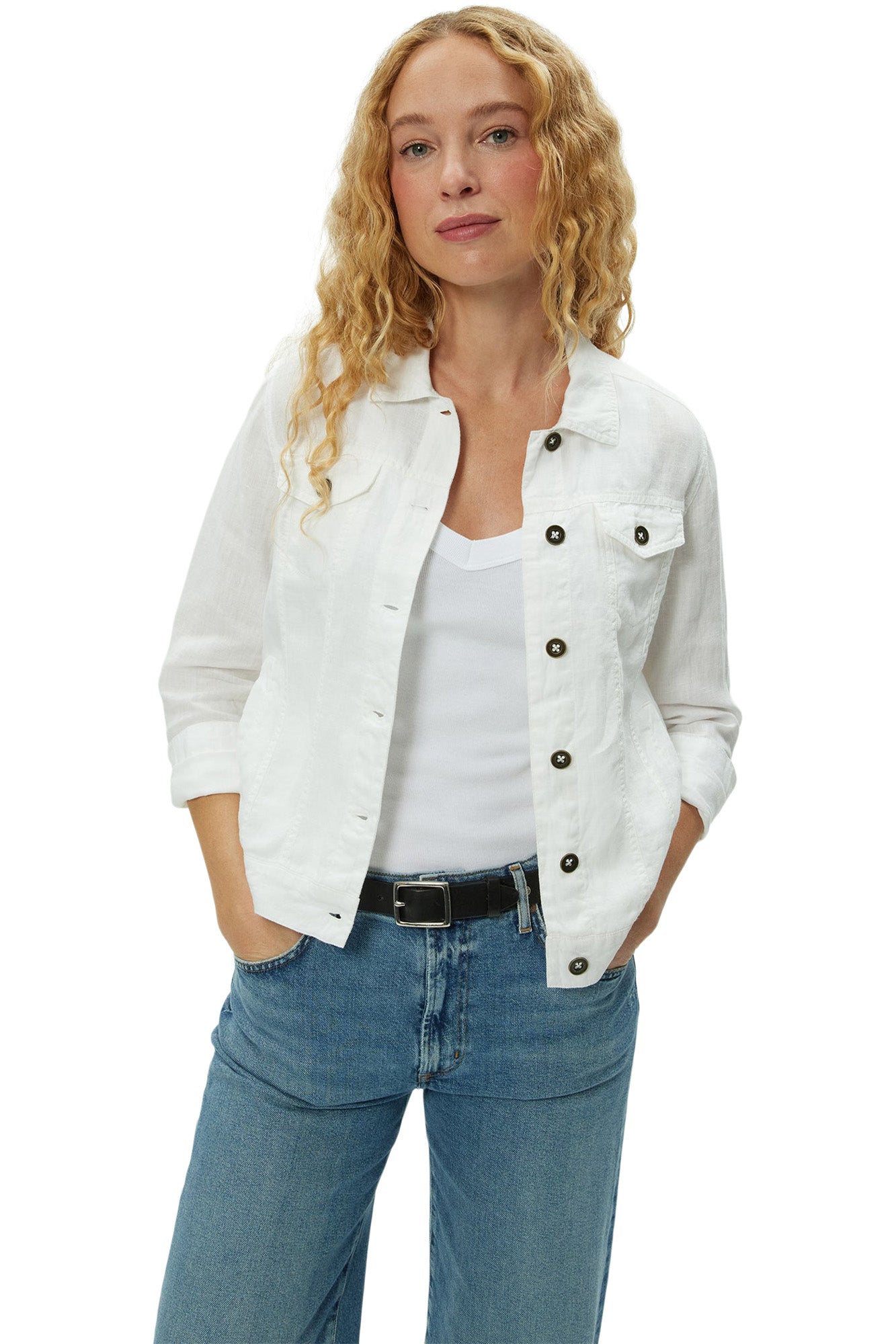 Michael Stars Linen Jean Jacket in White