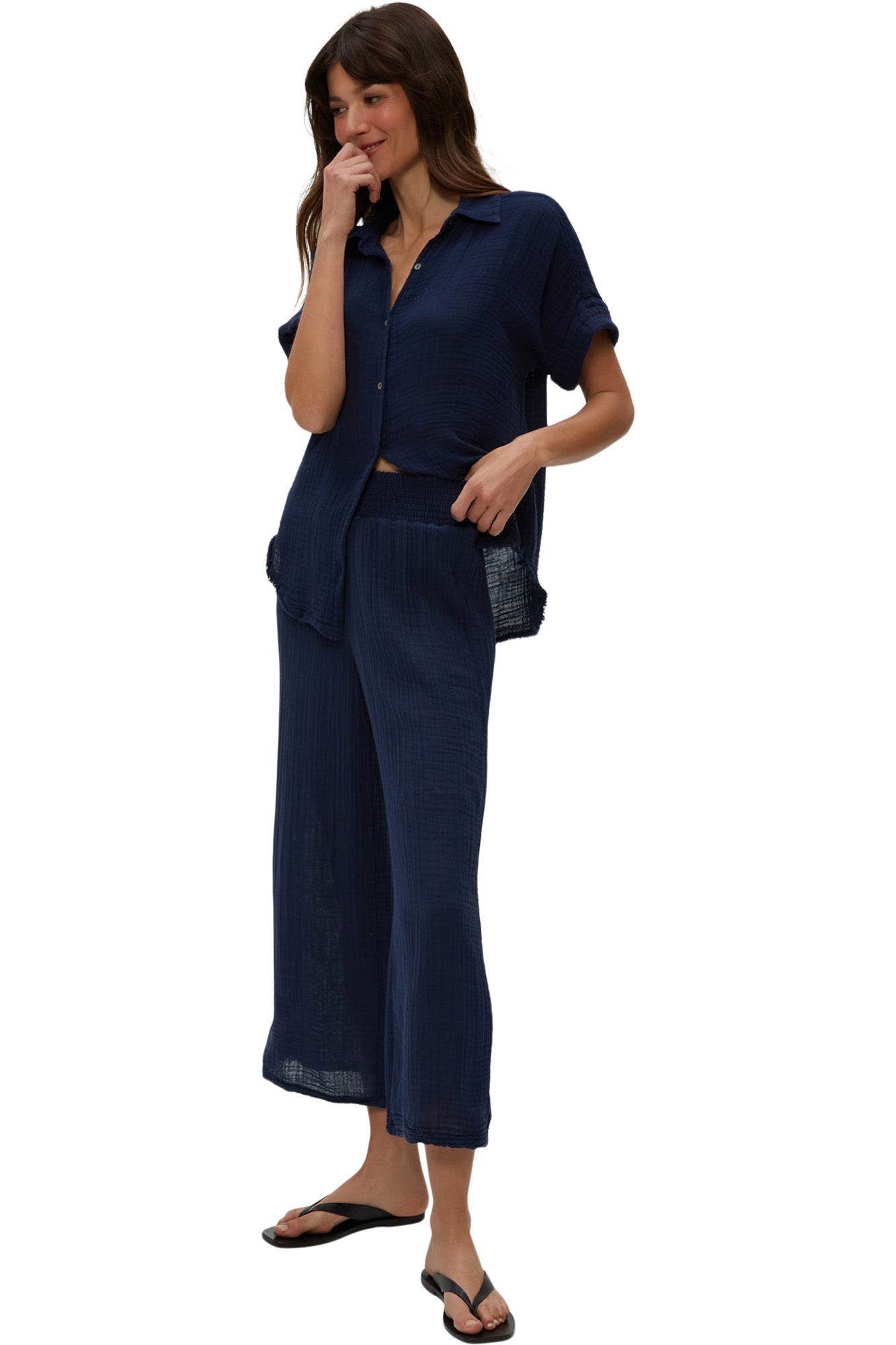 Michael Stars Medina Cropped Gauze Pant
s in Nocturnal