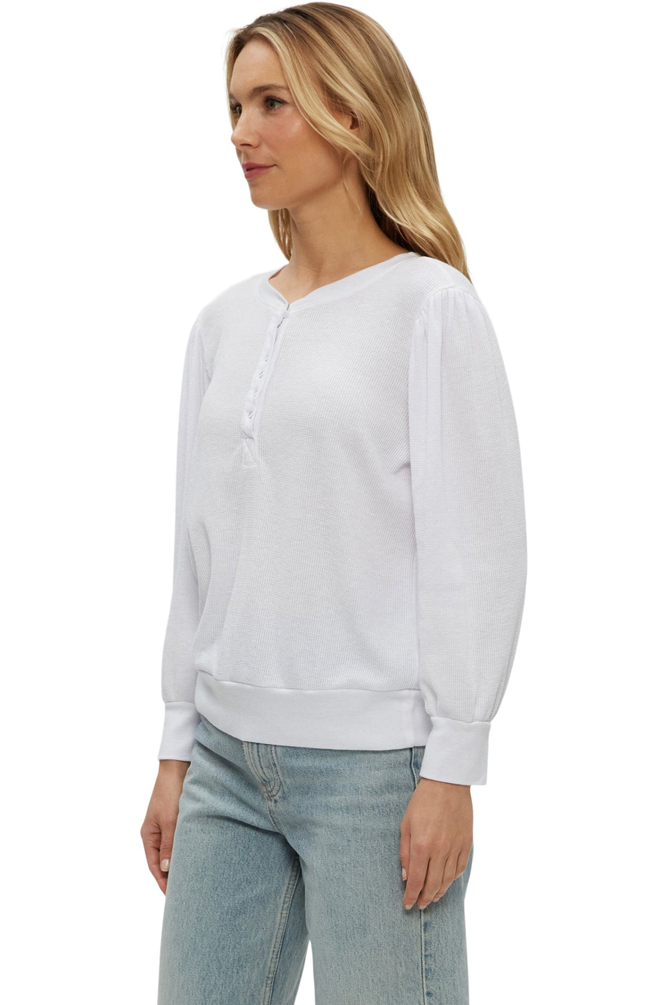 Michael Stars Sophy Puff Sleeve Henley in White