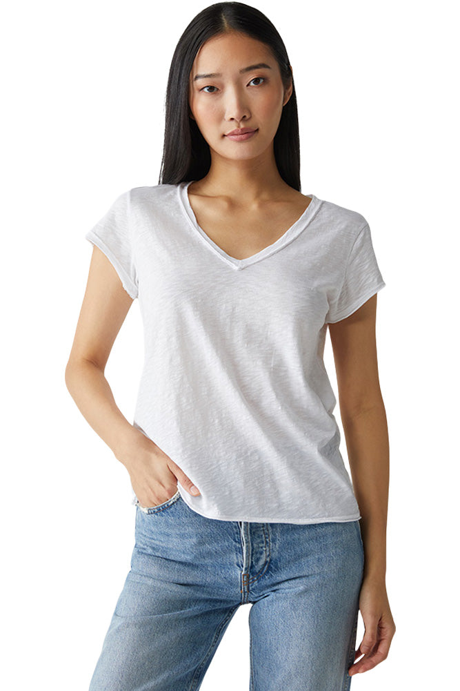 Michael Stars Baxter V-neck Raw Edge Crew