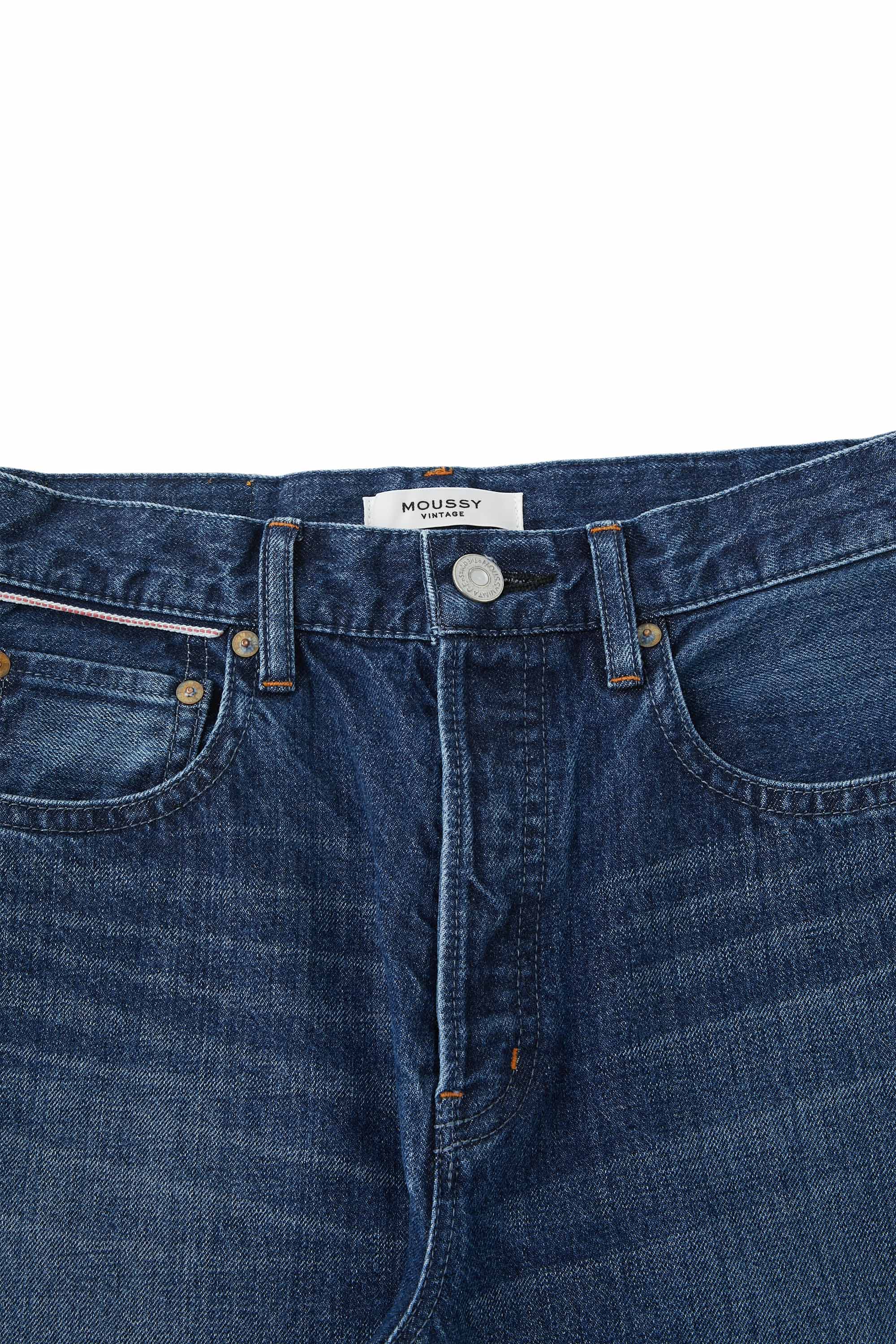 Moussy Denim Corcoran Wide Straight Leg Jeans in Dark Blue