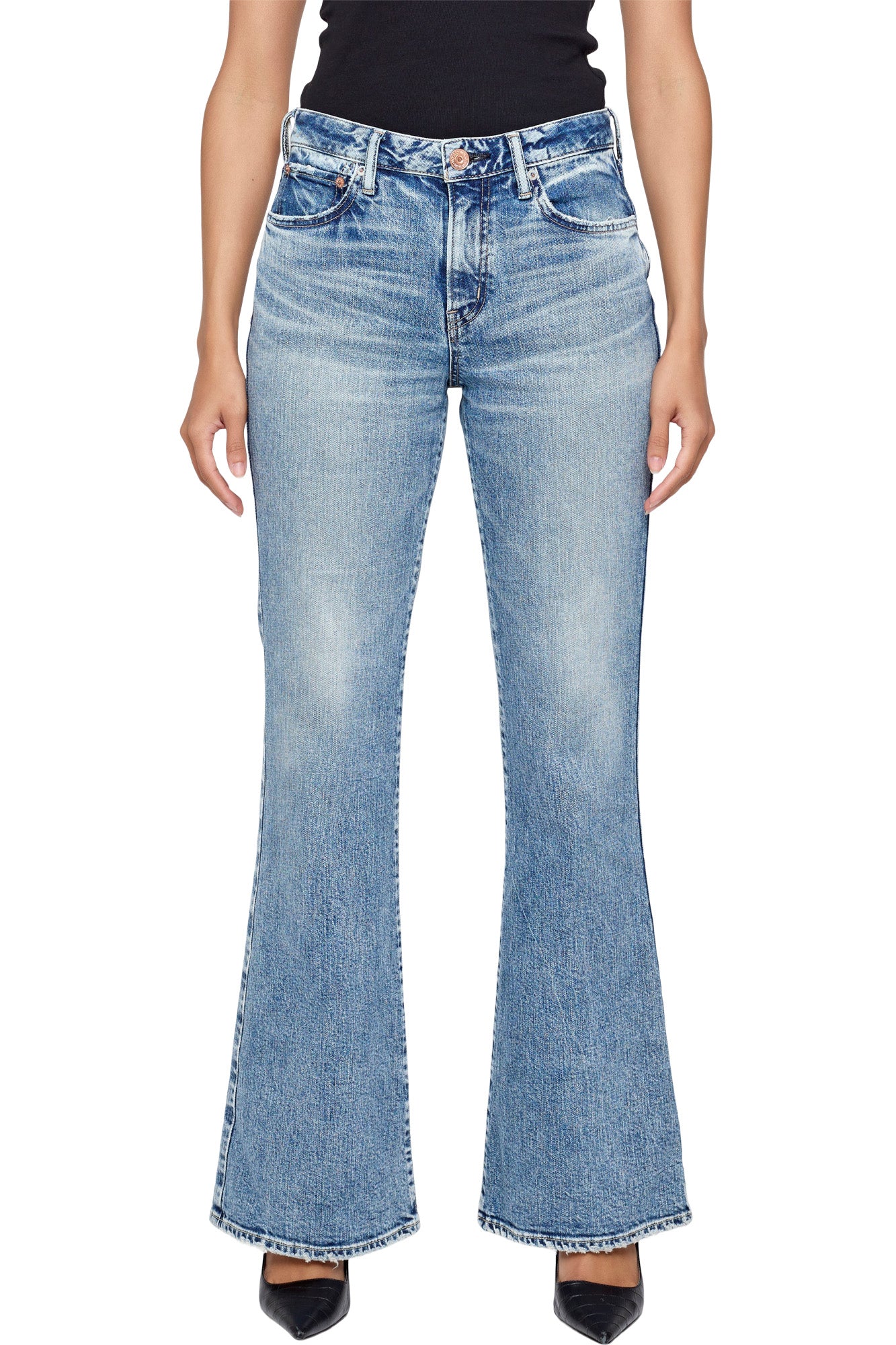 Moussy Denim Attleboro 70s Flare Jean in Light Blue