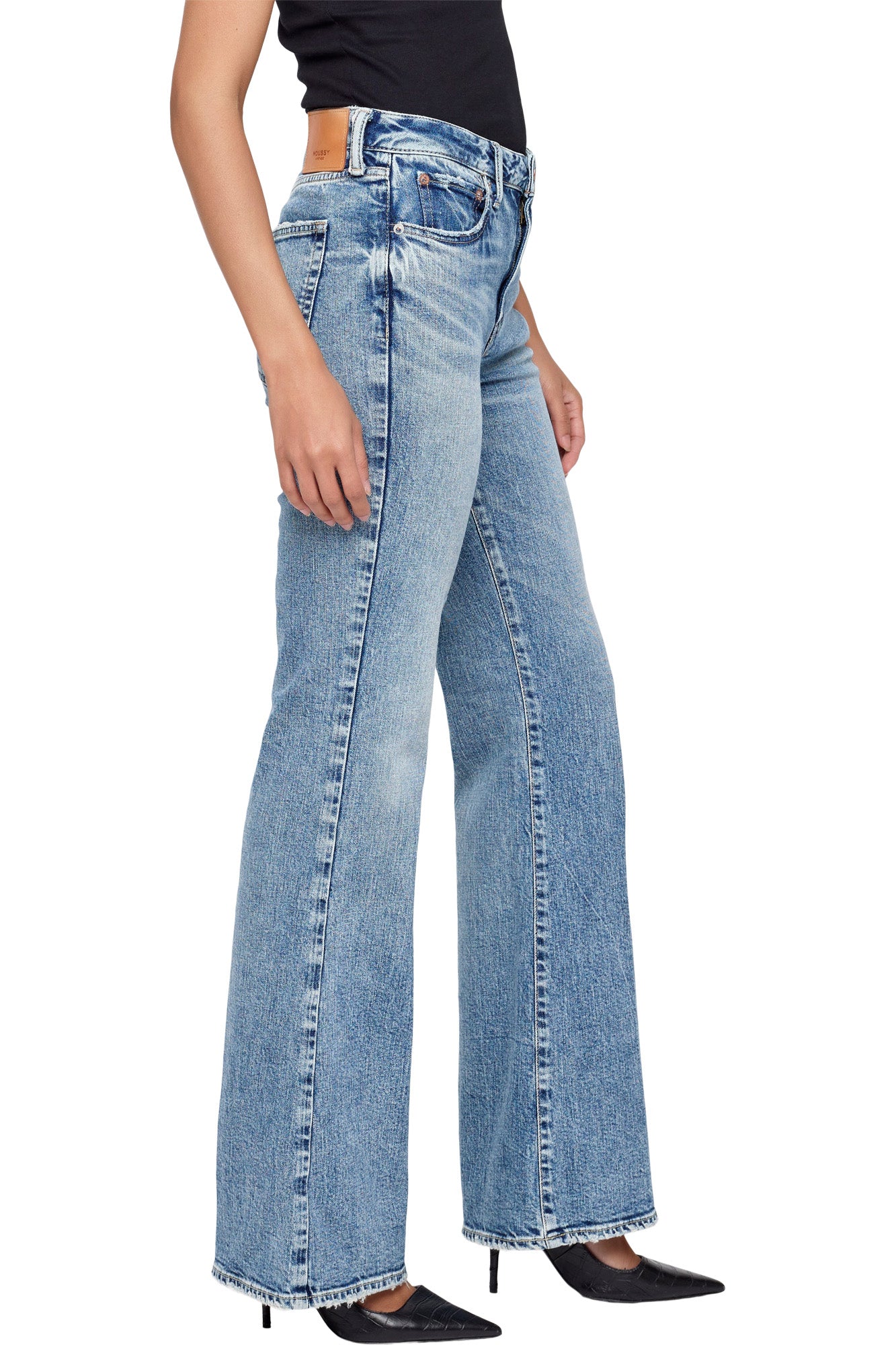 Moussy Denim Attleboro 70s Flare Jean in Light Blue