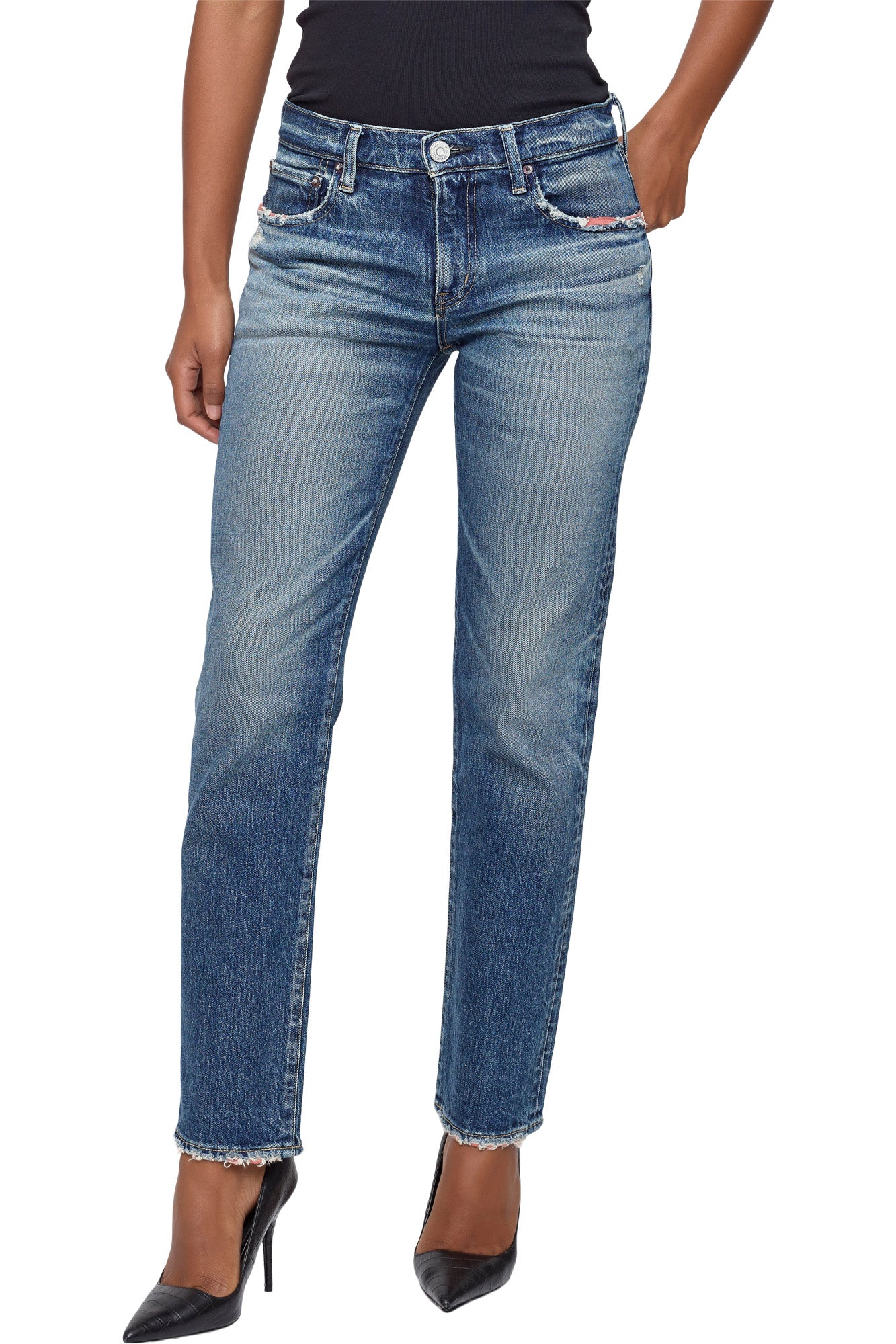 Moussy Denim Ensley Slim Straight in Blue