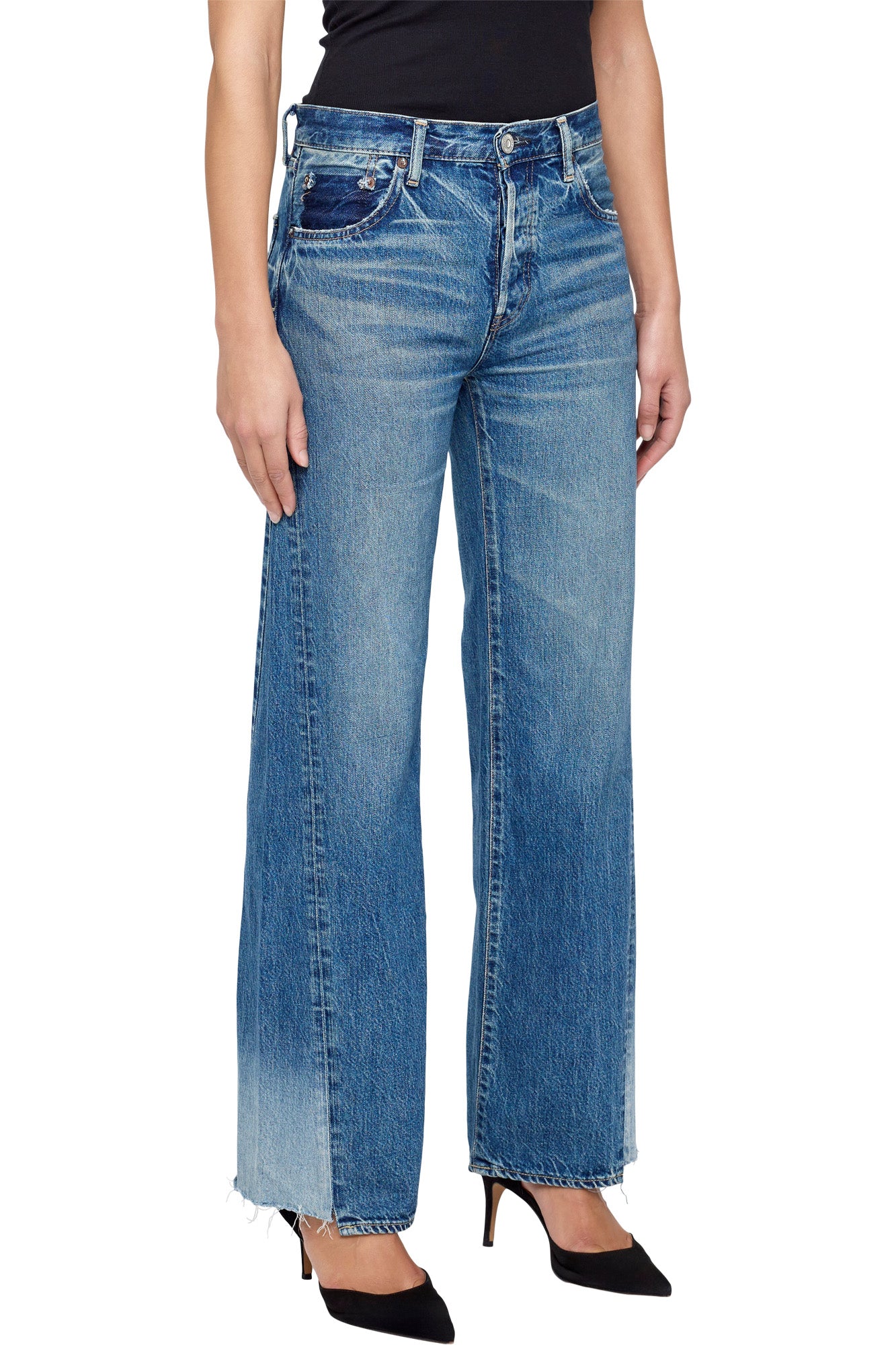 Moussy Denim Holyoke Panel Wide in Blue