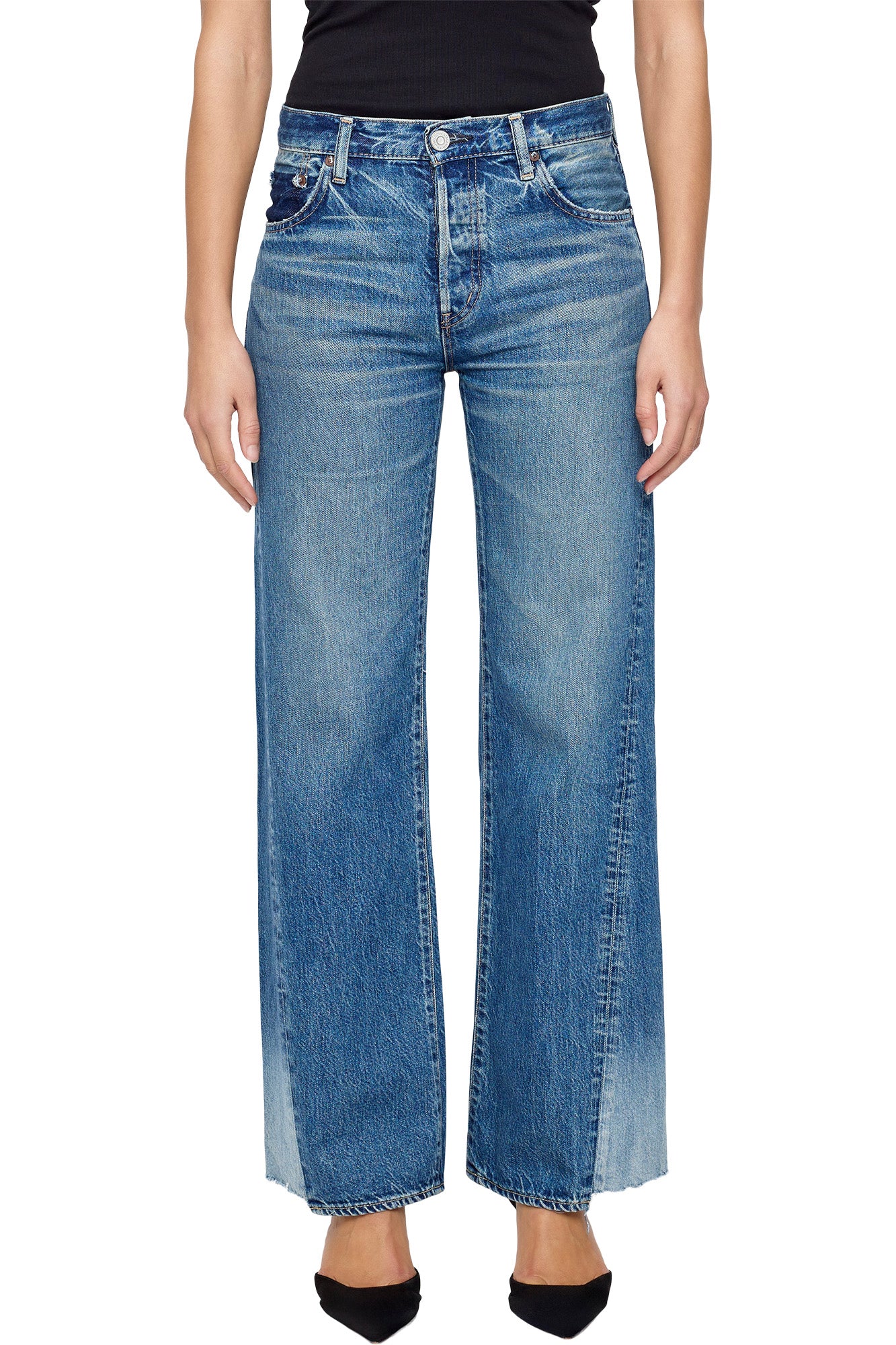 Moussy Denim Holyoke Panel Wide in Blue