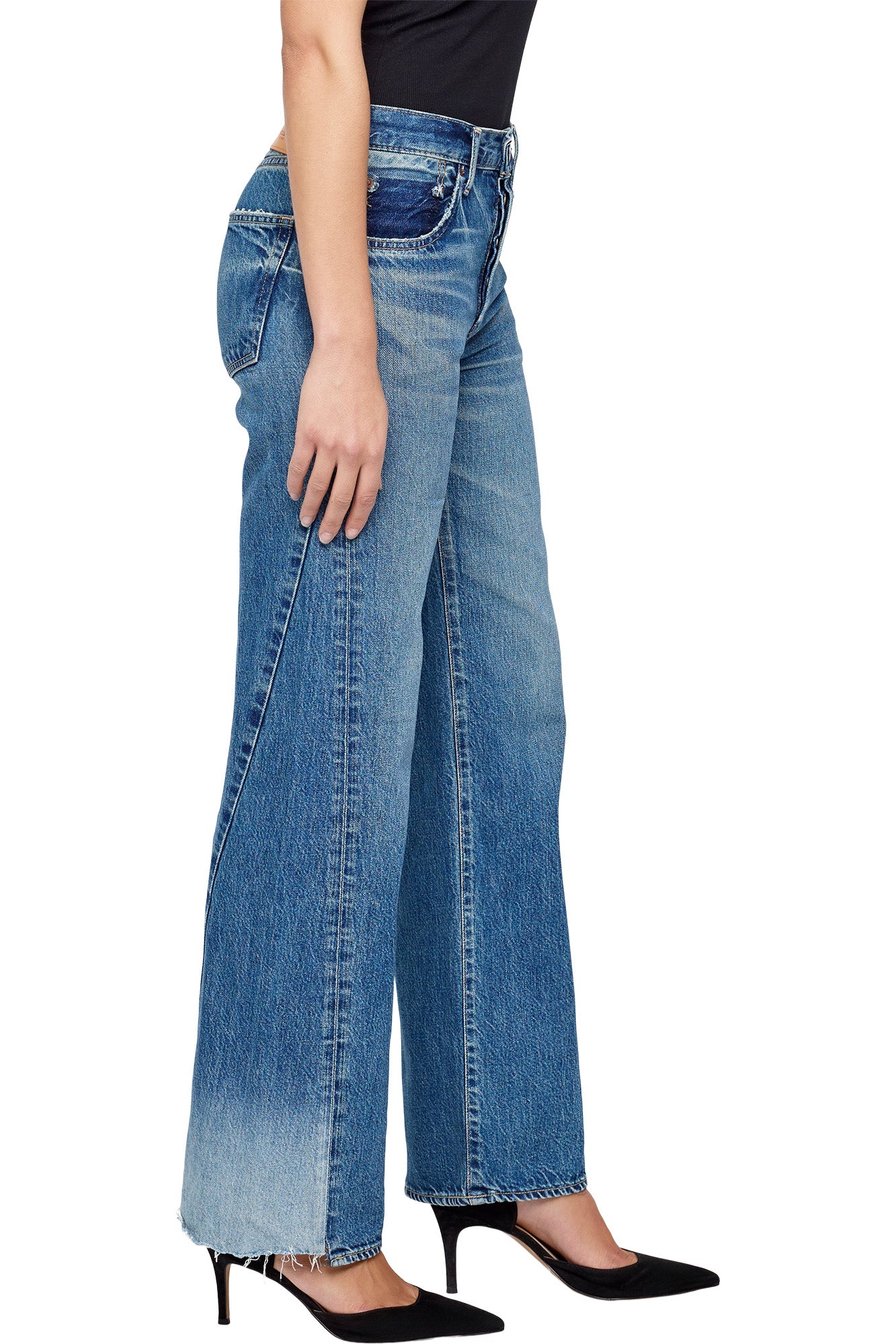 Moussy Denim Holyoke Panel Wide in Blue