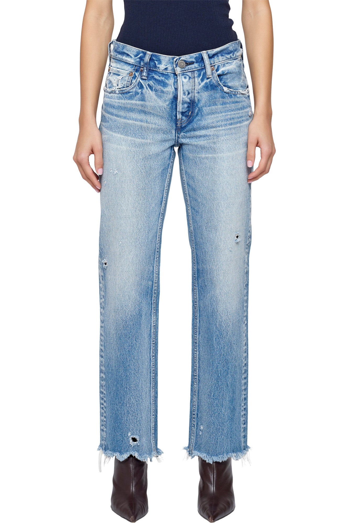 Moussy Denim Mattapan Low-Rise Straight in Light Blue