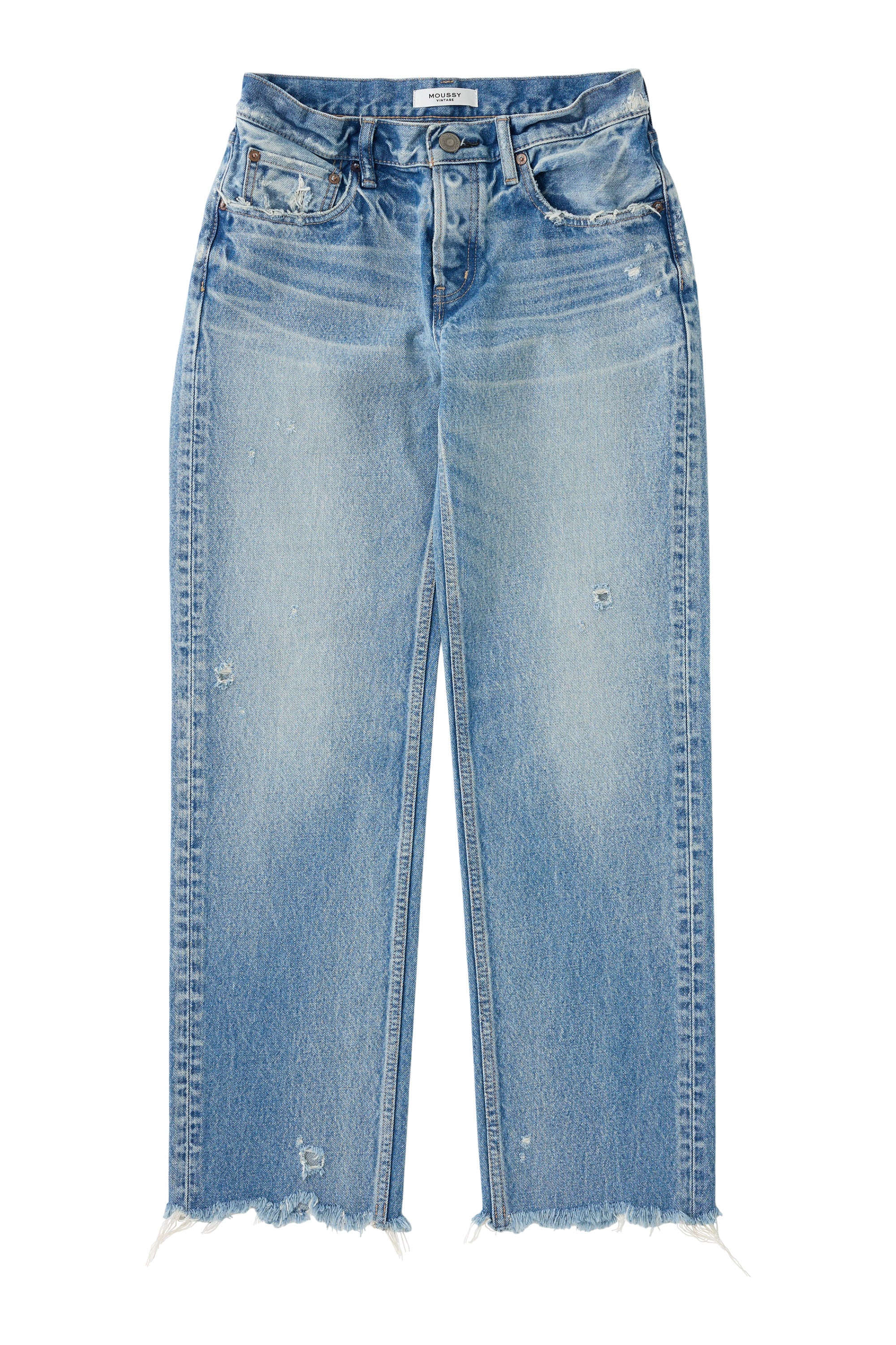 Moussy Denim Mattapan Low-Rise Straight in Light Blue