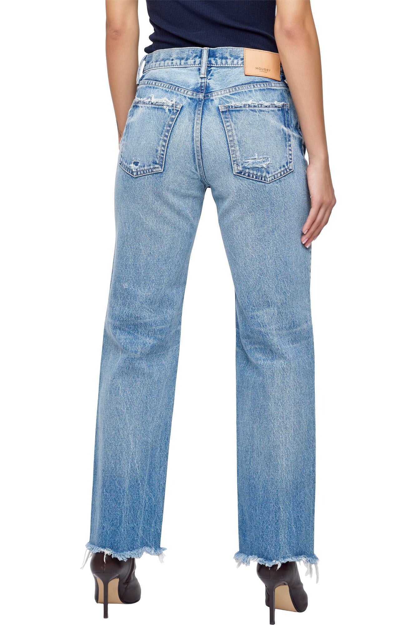 Moussy Denim Mattapan Low-Rise Straight in Light Blue