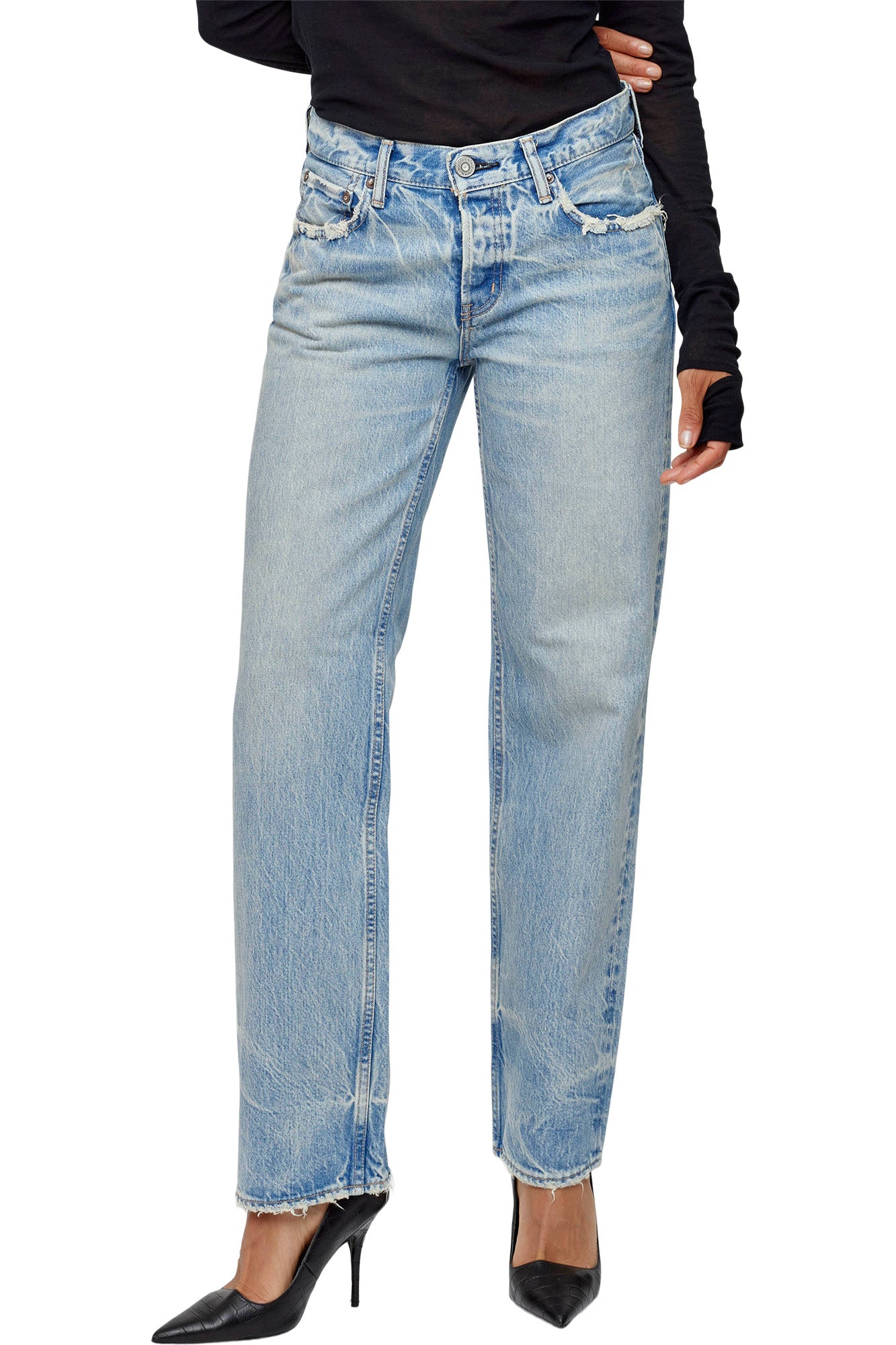 Moussy Denim Wildwood Low-Rise Straight in Light Blue