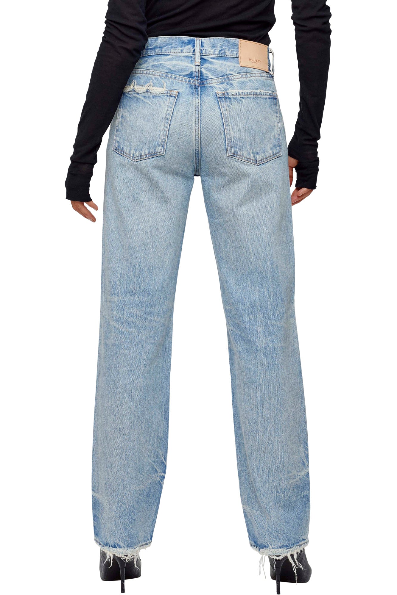 Moussy Denim Wildwood Low-Rise Straight in Light Blue