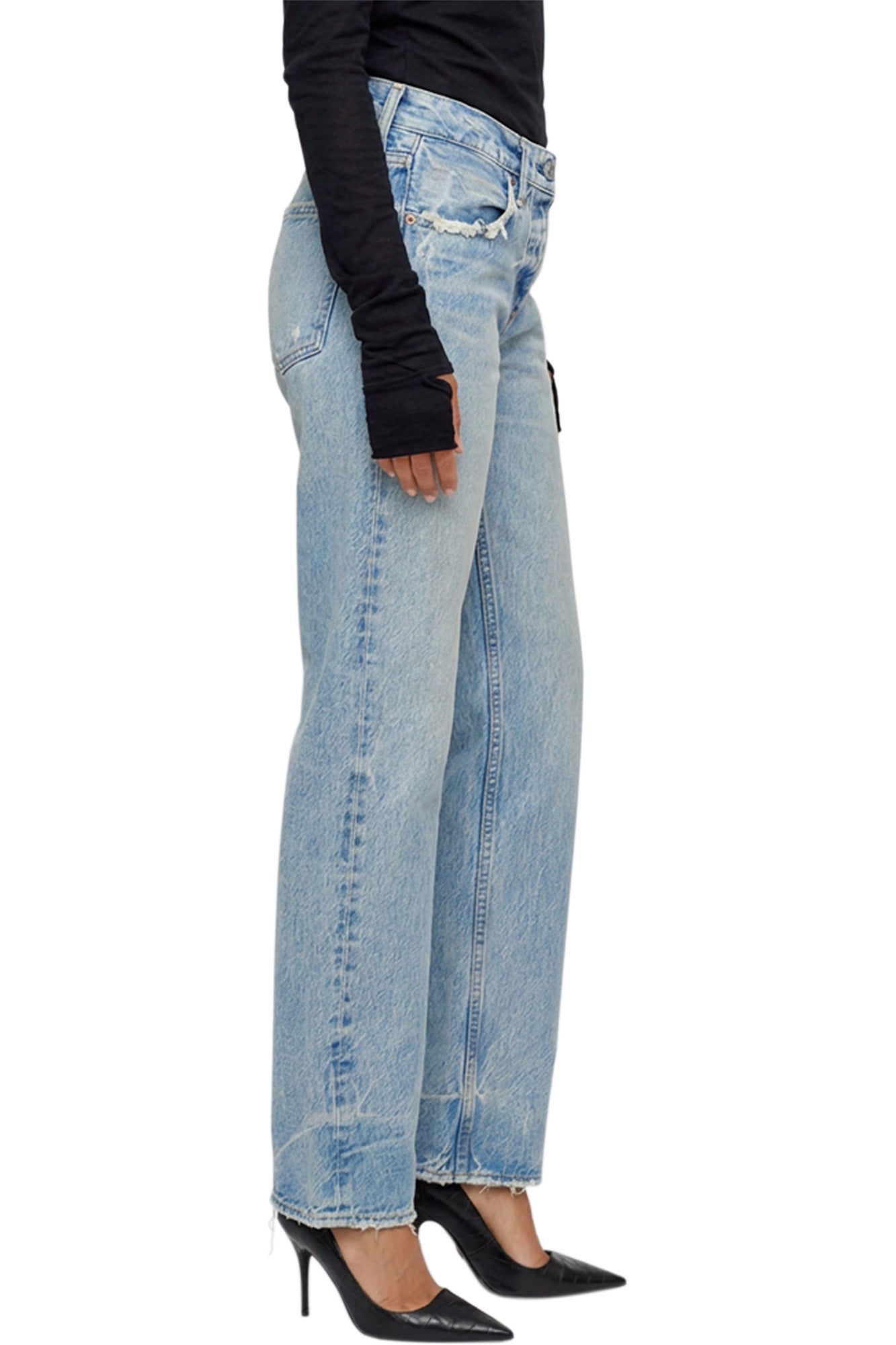 Moussy Denim Wildwood Low-Rise Straight in Light Blue