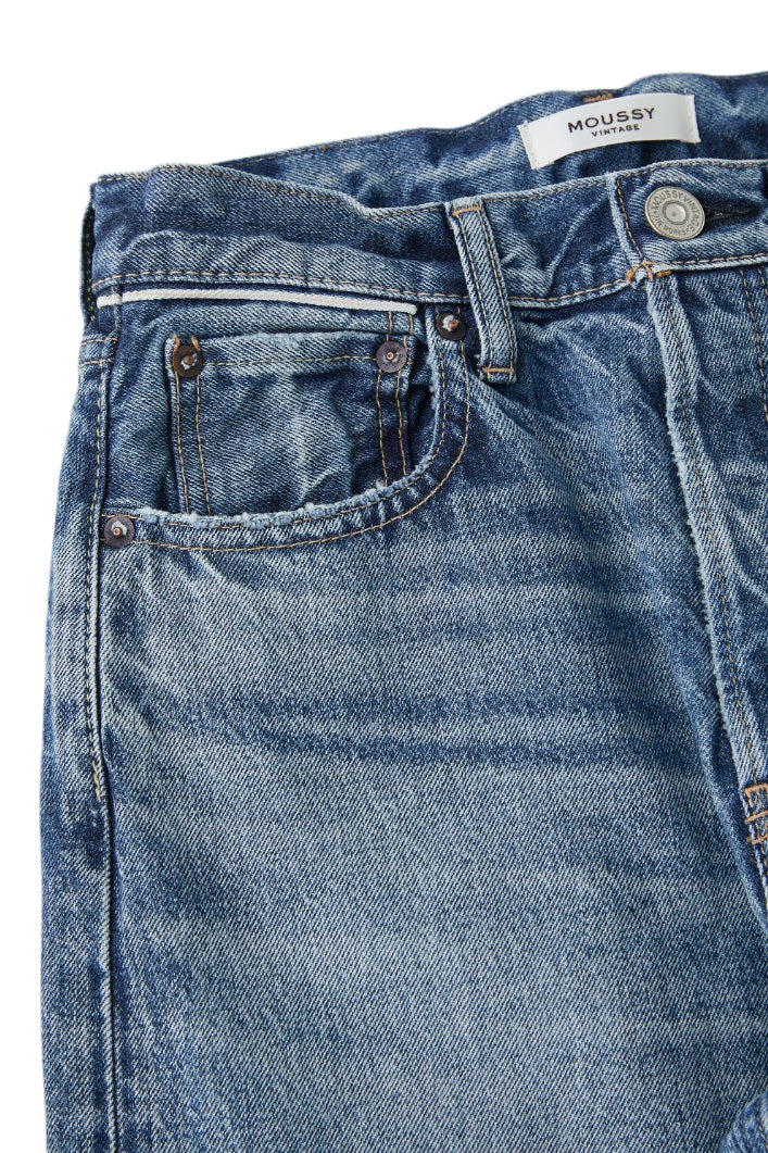 Moussy Denim Esplen Wide Straight Jeans in Blue