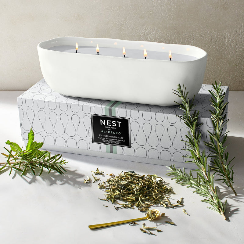 Nest Alfresco Multi-Wick Decorative Candle in White Tea & Rosemary