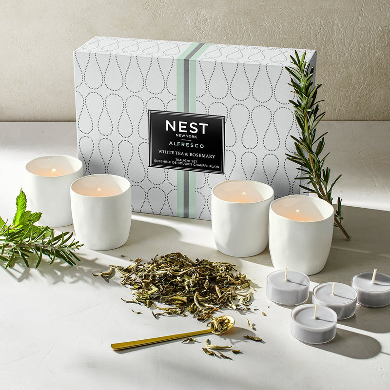 Nest Alfresco Tealight Set in White Tea & Rosemary
