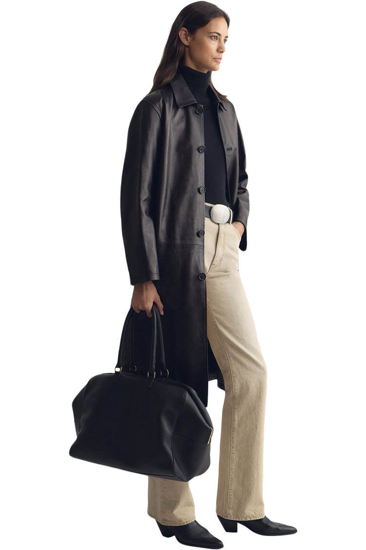 Nili Lotan Abel Leather Coat in Black