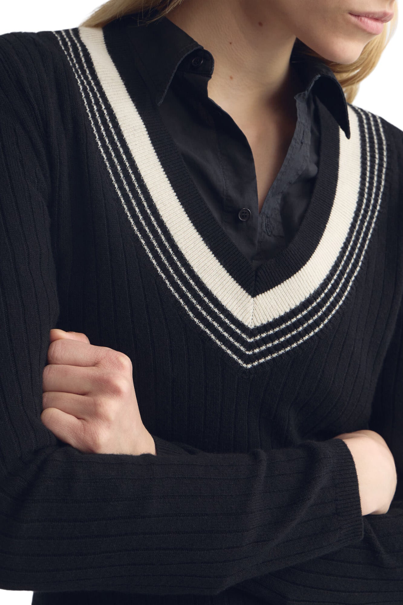 Nili Lotan Aziel Sweater in Black-Ivory
