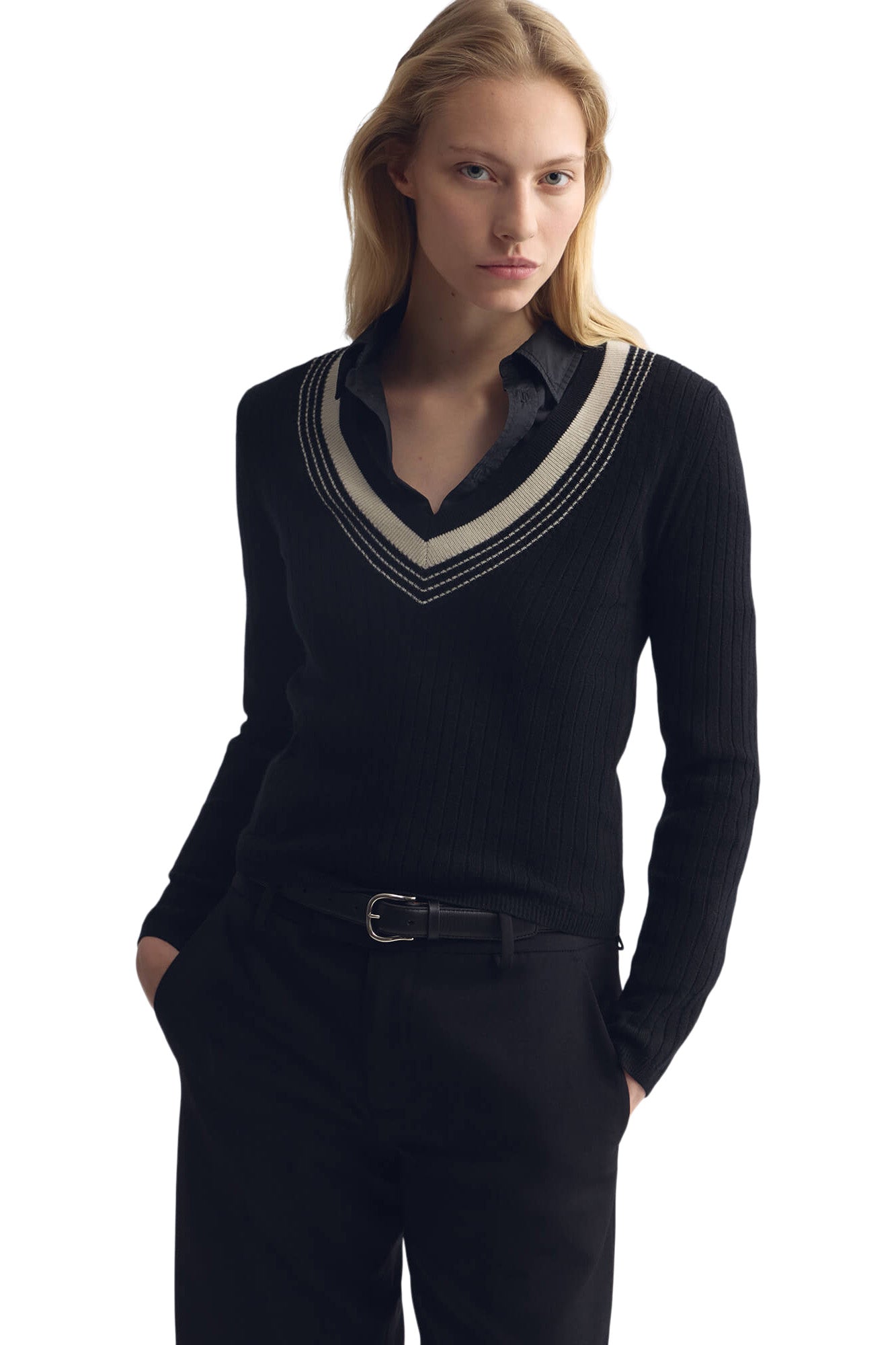 Nili Lotan Aziel Sweater in Black-Ivory