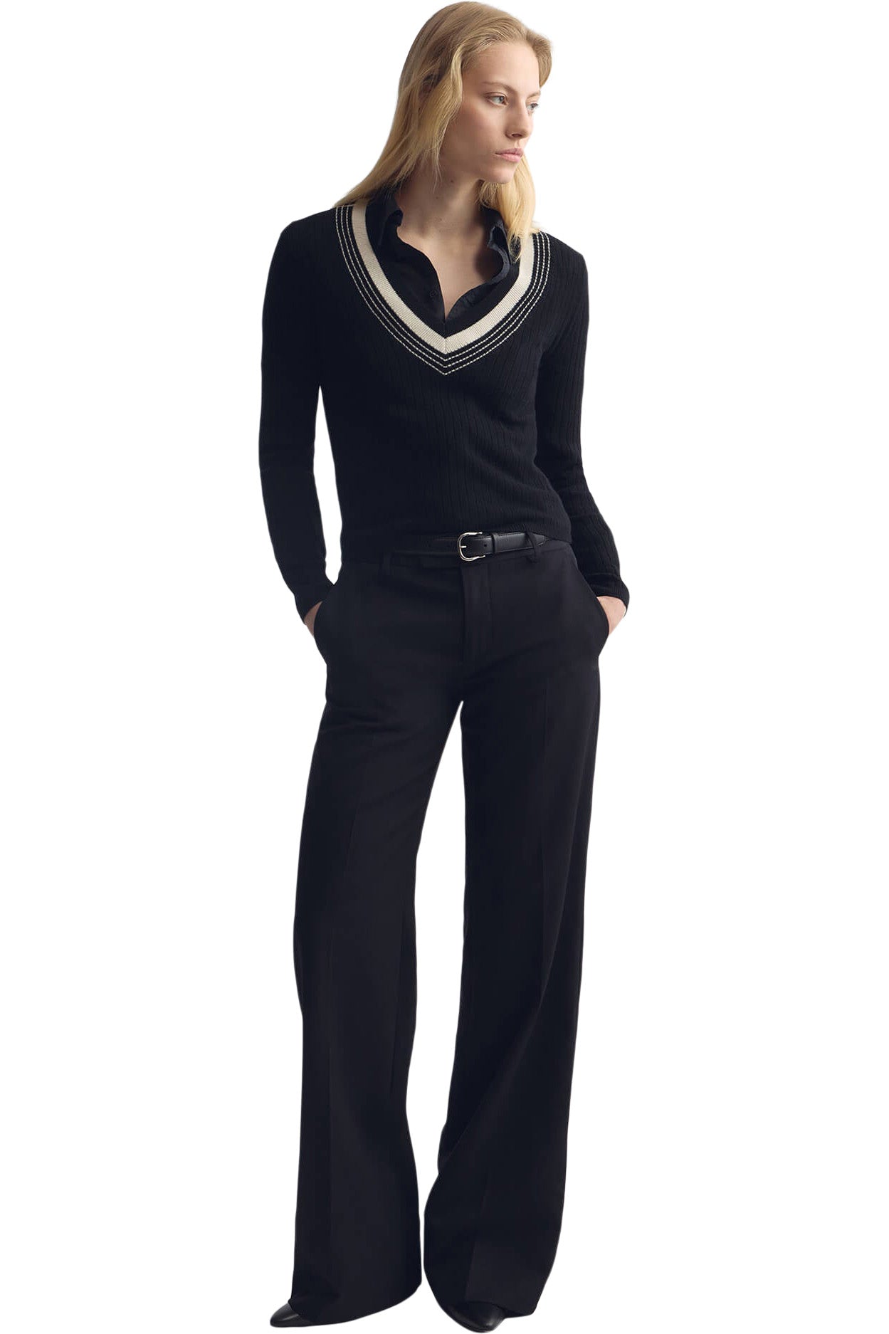 Nili Lotan Aziel Sweater in Black-Ivory