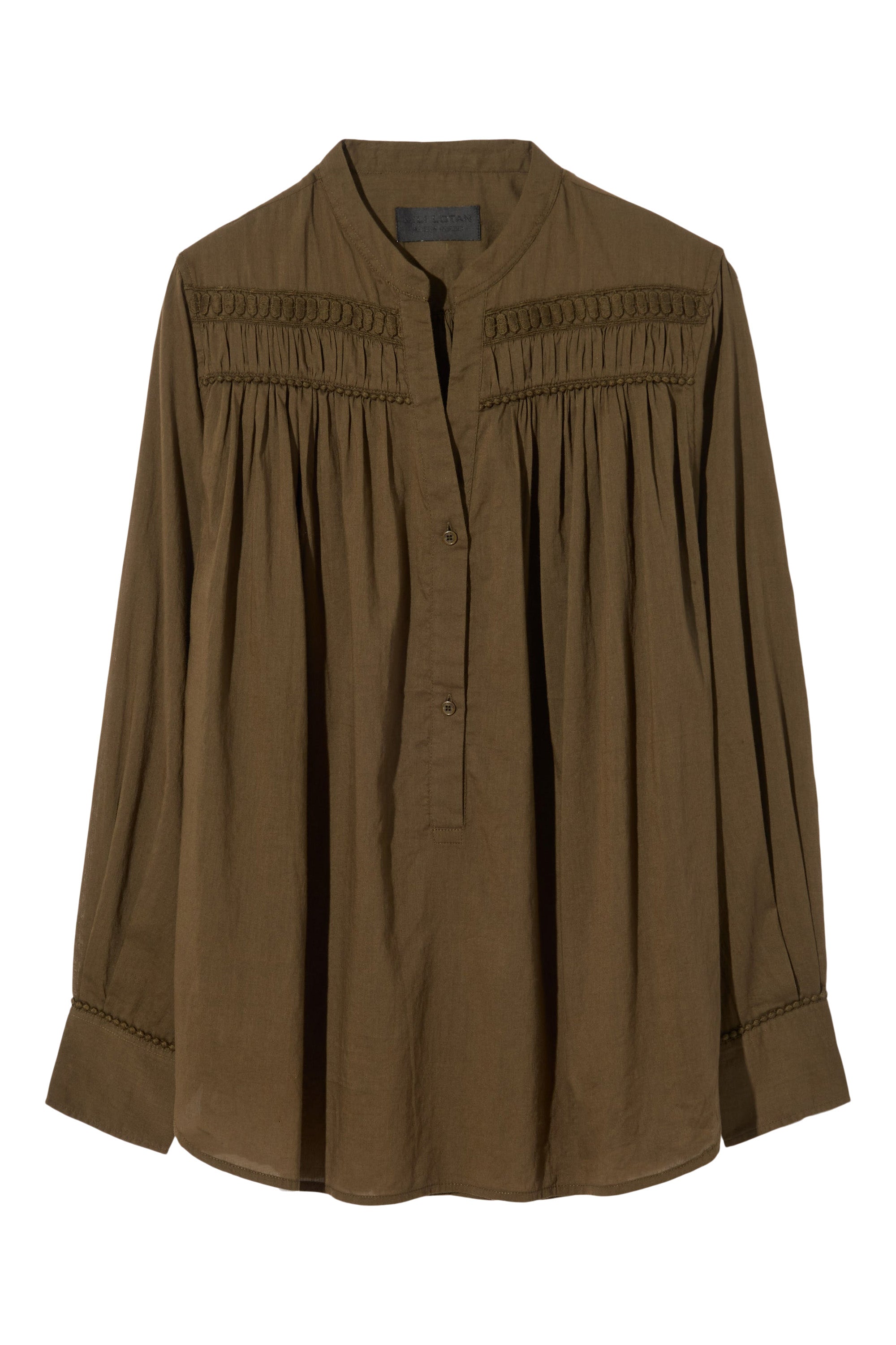 Nili Lotan Clarys Top in Olive Green