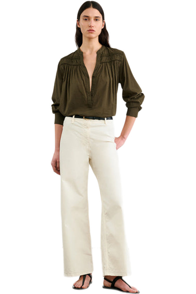 Nili Lotan Clarys Top in Olive Green