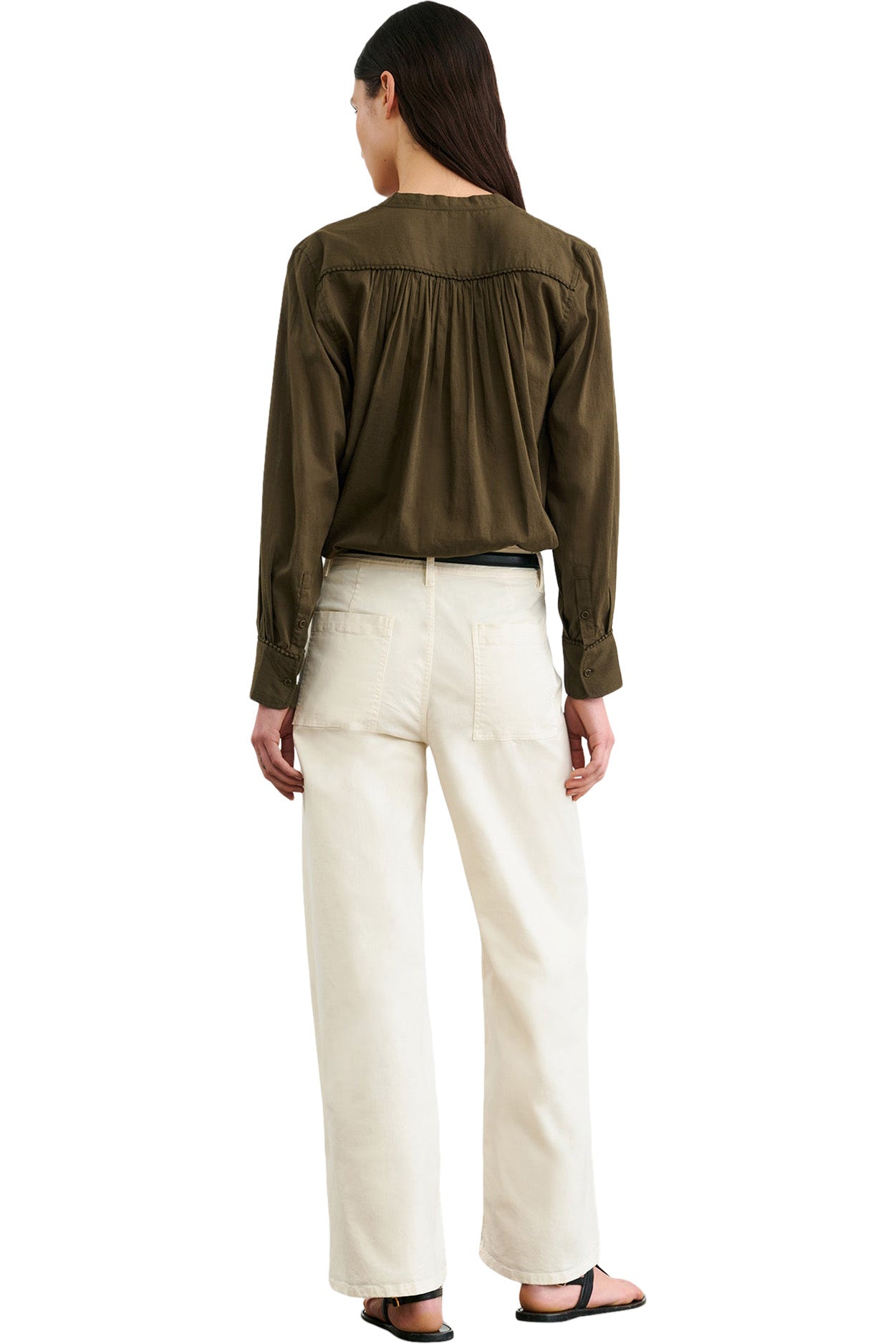 Nili Lotan Clarys Top in Olive Green