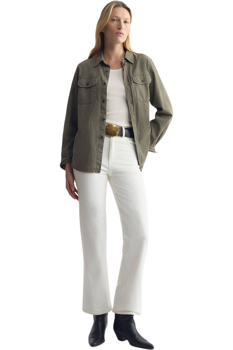 Nili Lotan Cropped Joan Jean in Cream