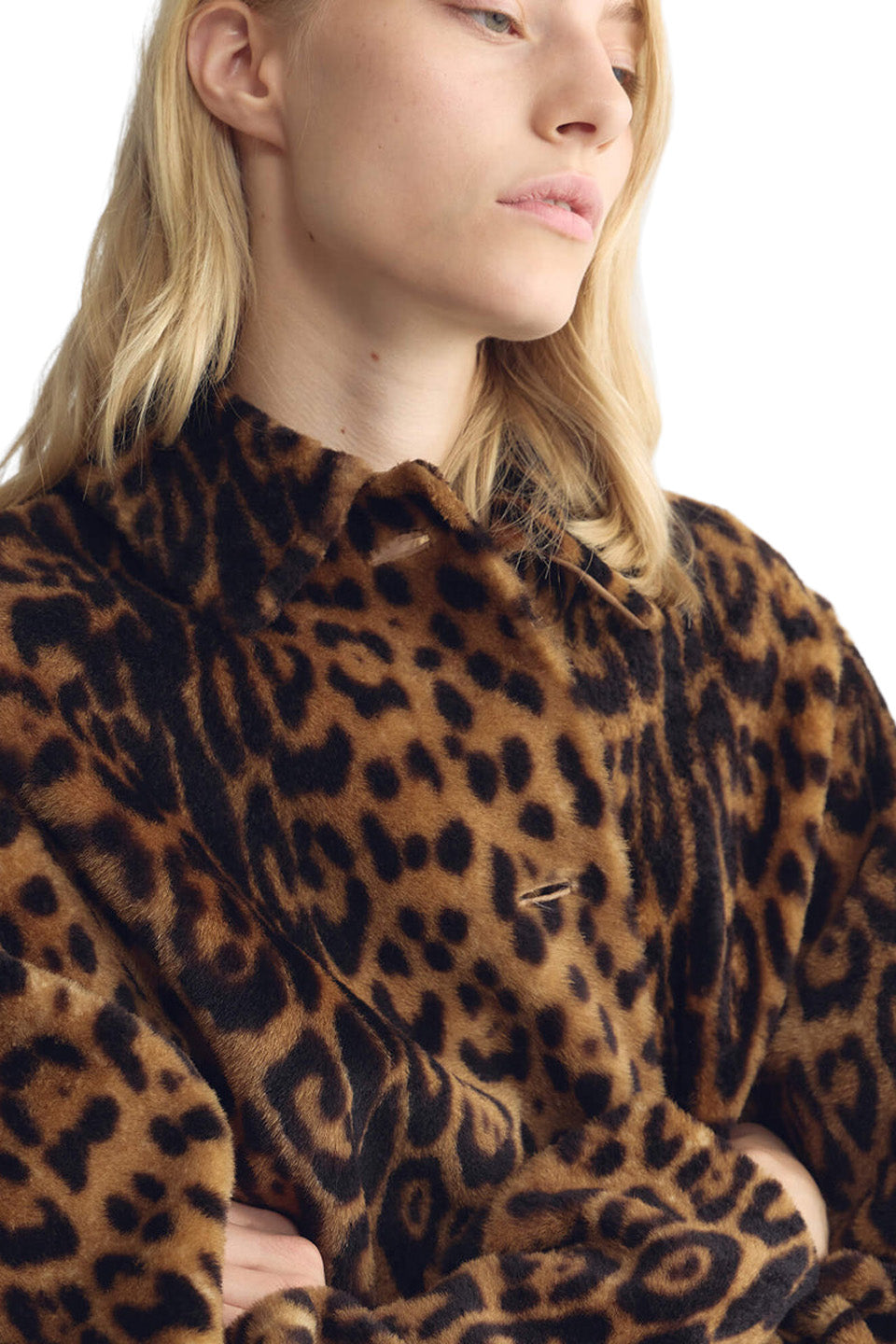 Nili Lotan Davelle Shearling Coat in Leopard Print