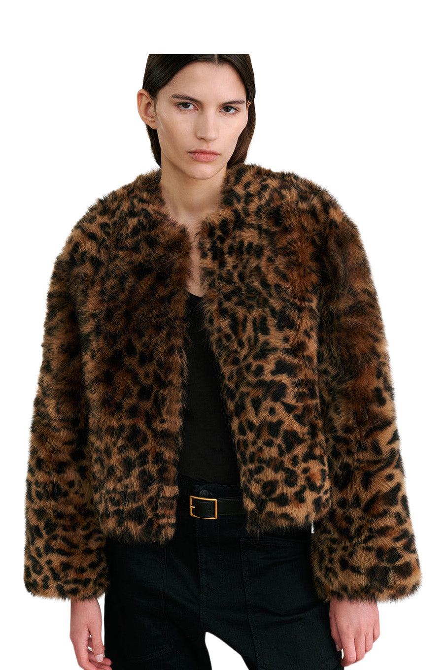 Nili Lotan Elan Shearling Jacket in Camel Leopard