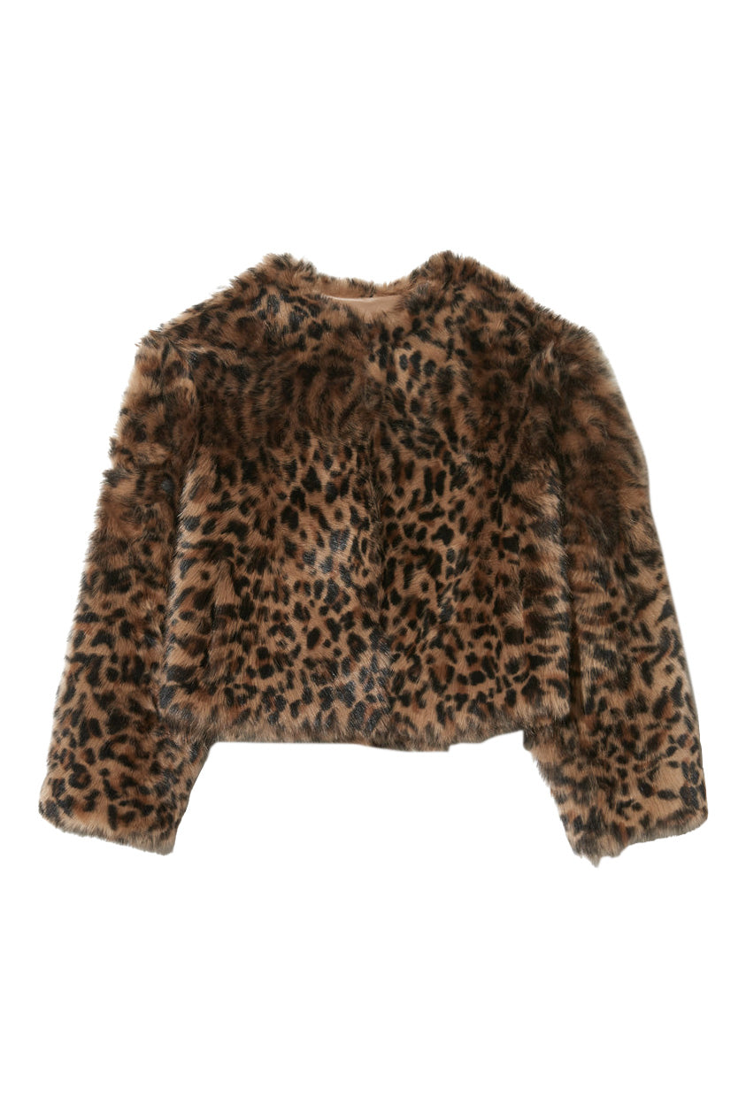 Nili Lotan Elan Shearling Jacket in Camel Leopard