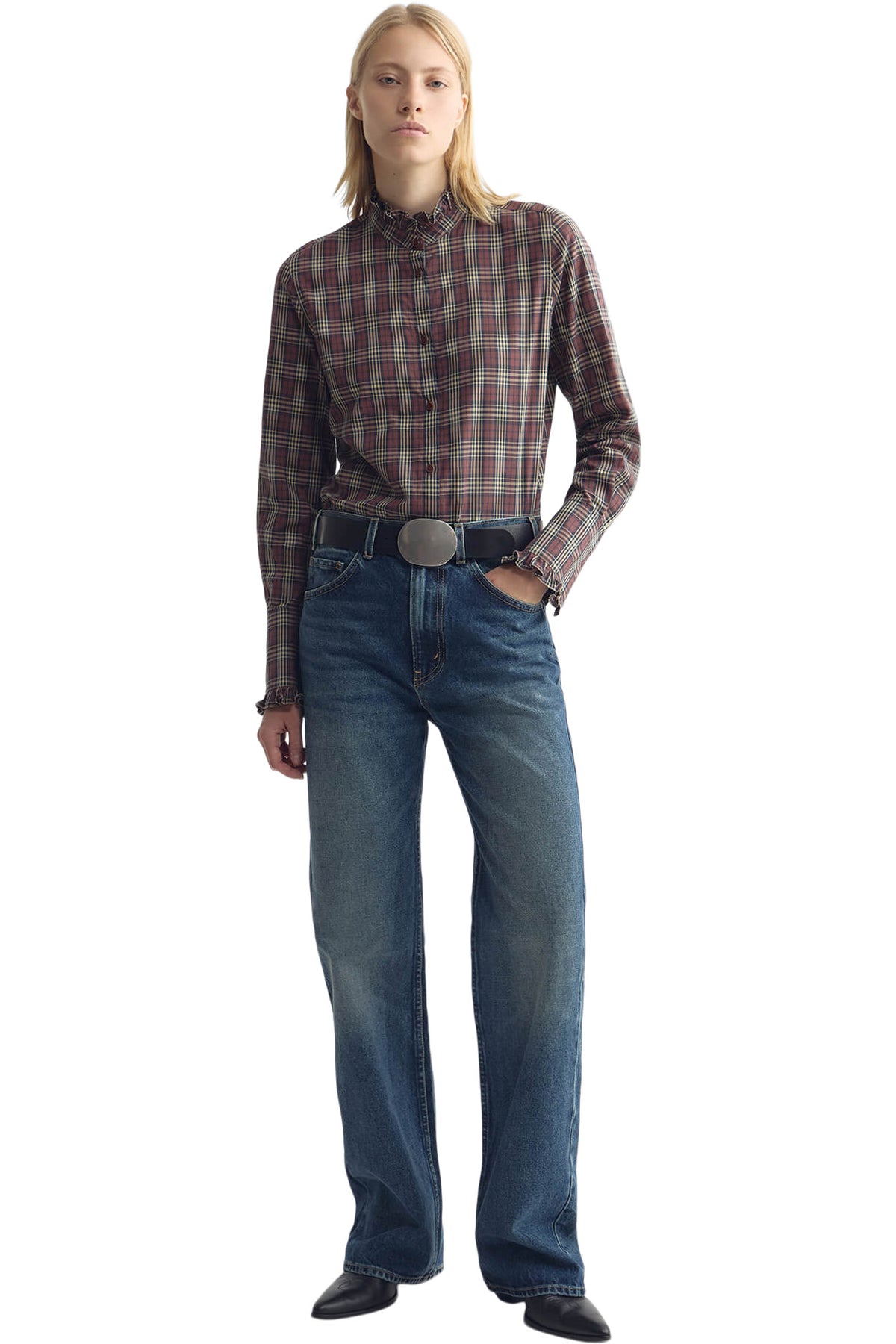 Nili Lotan Elio Shirt in Rustic Check