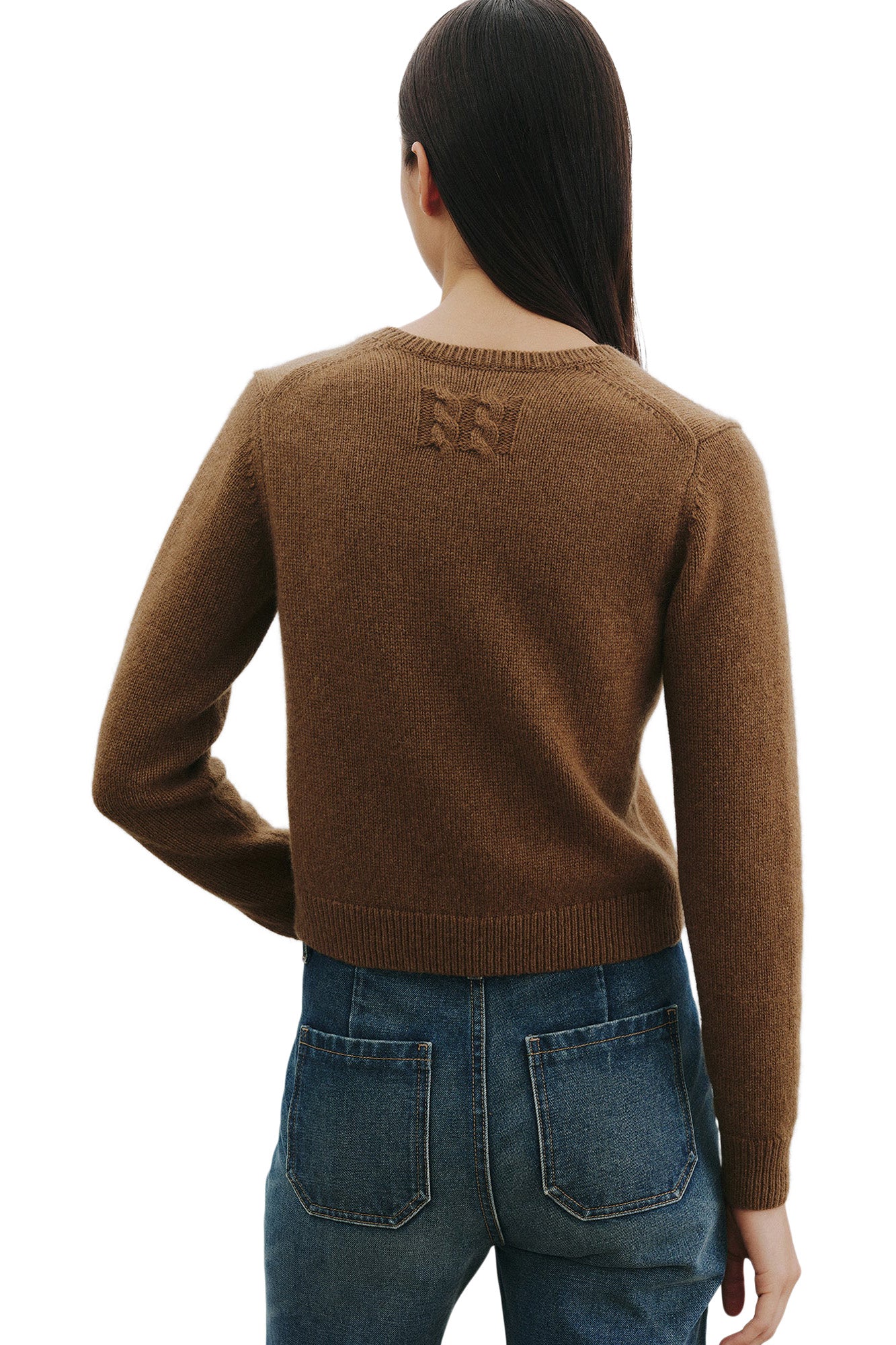 Nili Lotan Everstyn Alpaca V-neck Sweater in Dark Camel