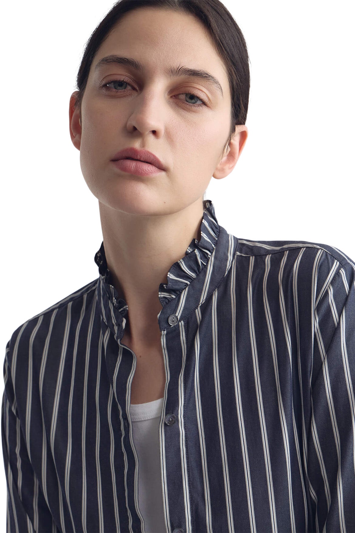 Nili Lotan Lydia Shirt in Charcoal Stripe