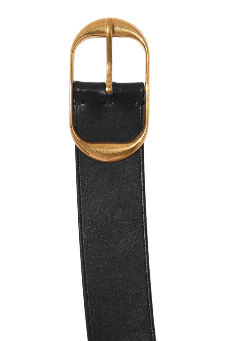 Nili Lotan Nili Belt in Black with Antique Brass Buckle
