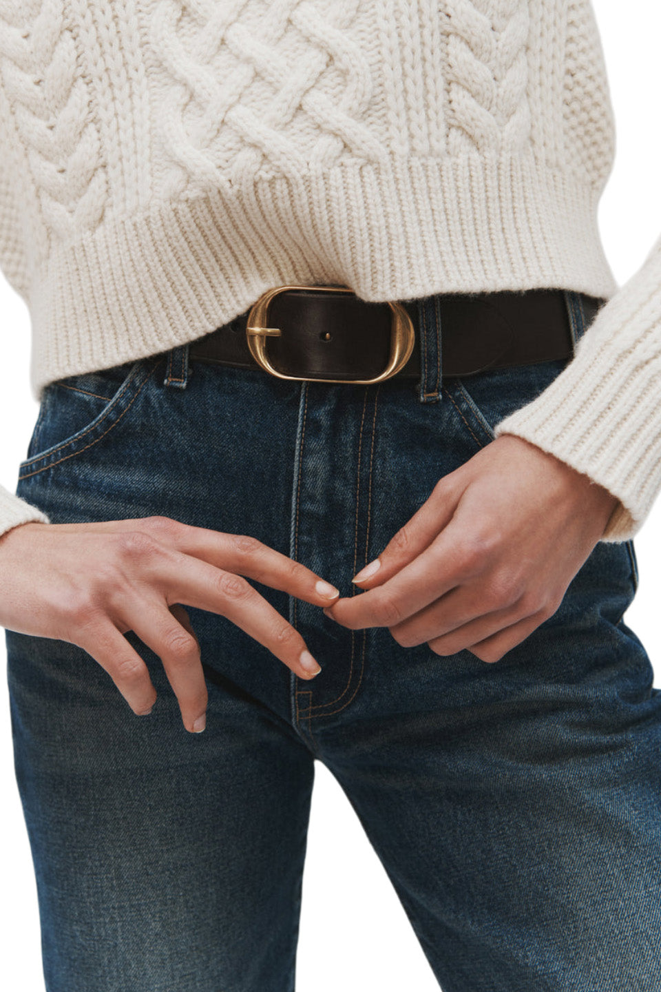 Nili Lotan Nili Belt in Dark Brown with Antique Brass Buckle