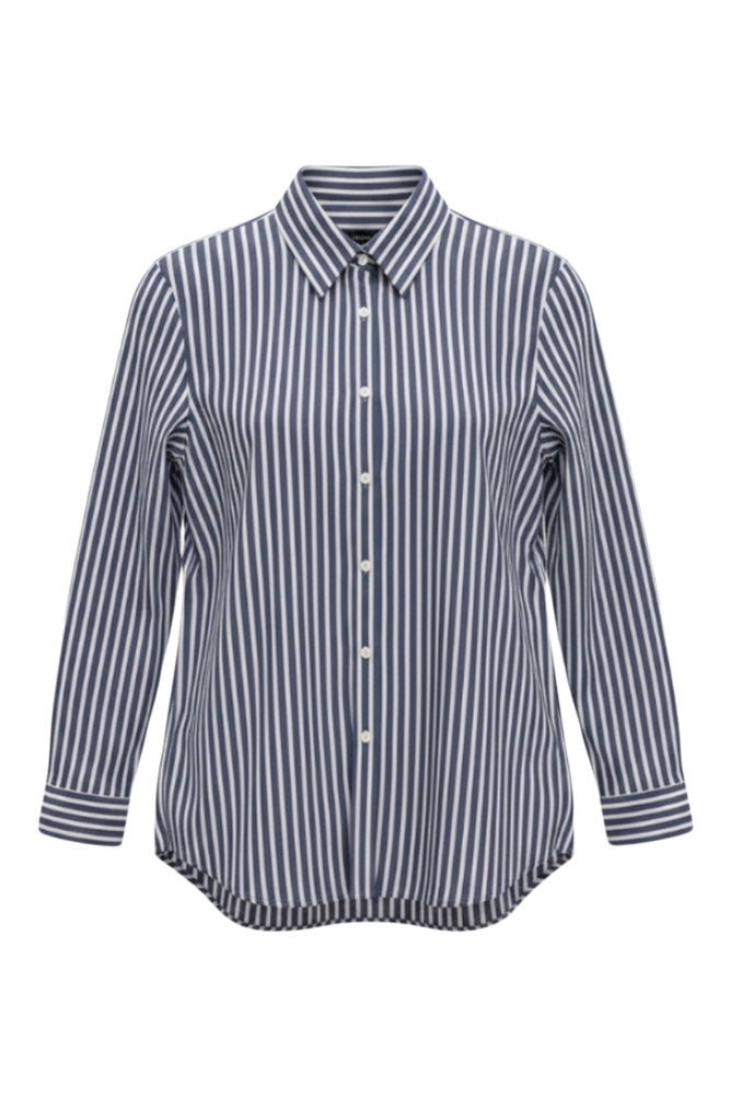 Nili Lotan Raphael Classic Shirt in Midnight-White Stripe