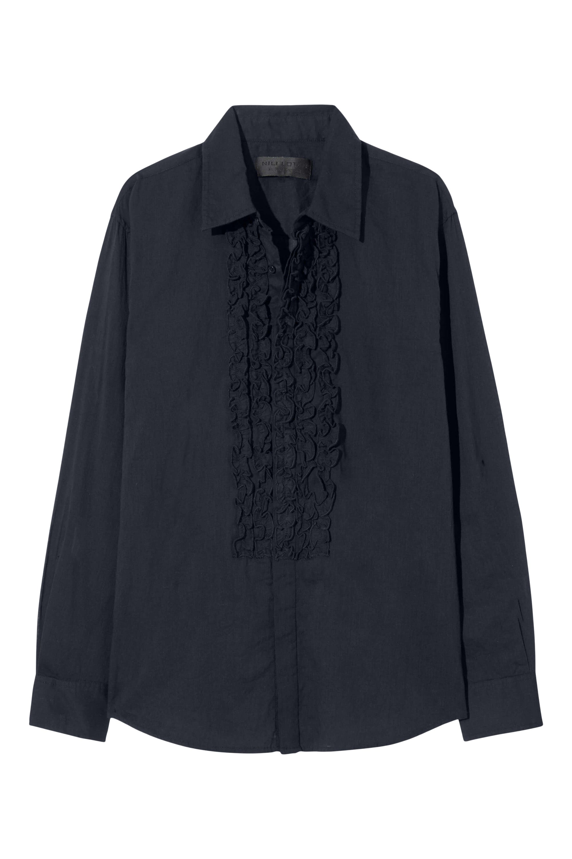 Nili Lotan Nathael Ruffle Shirt in Midnight