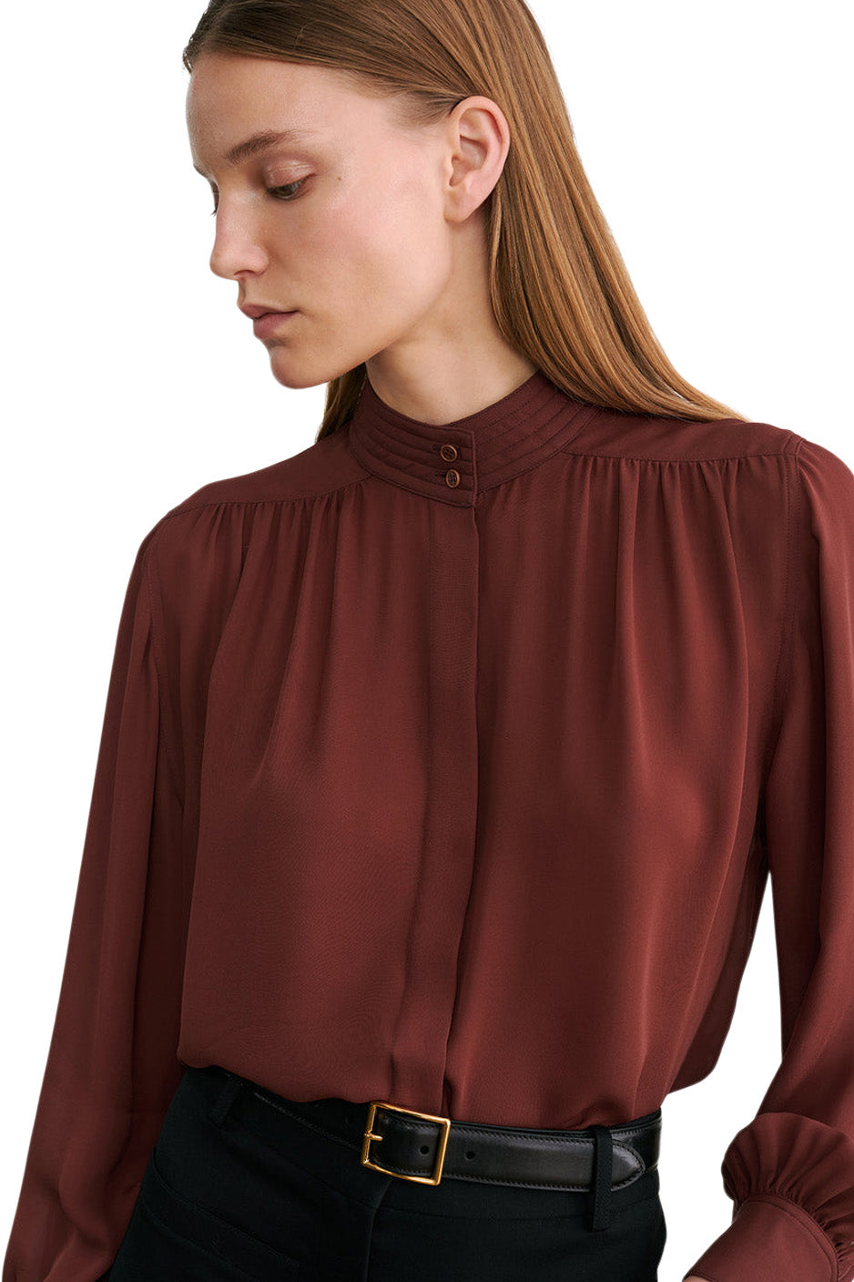 Nili Lotan Revi Silk Blouse in Burgundy