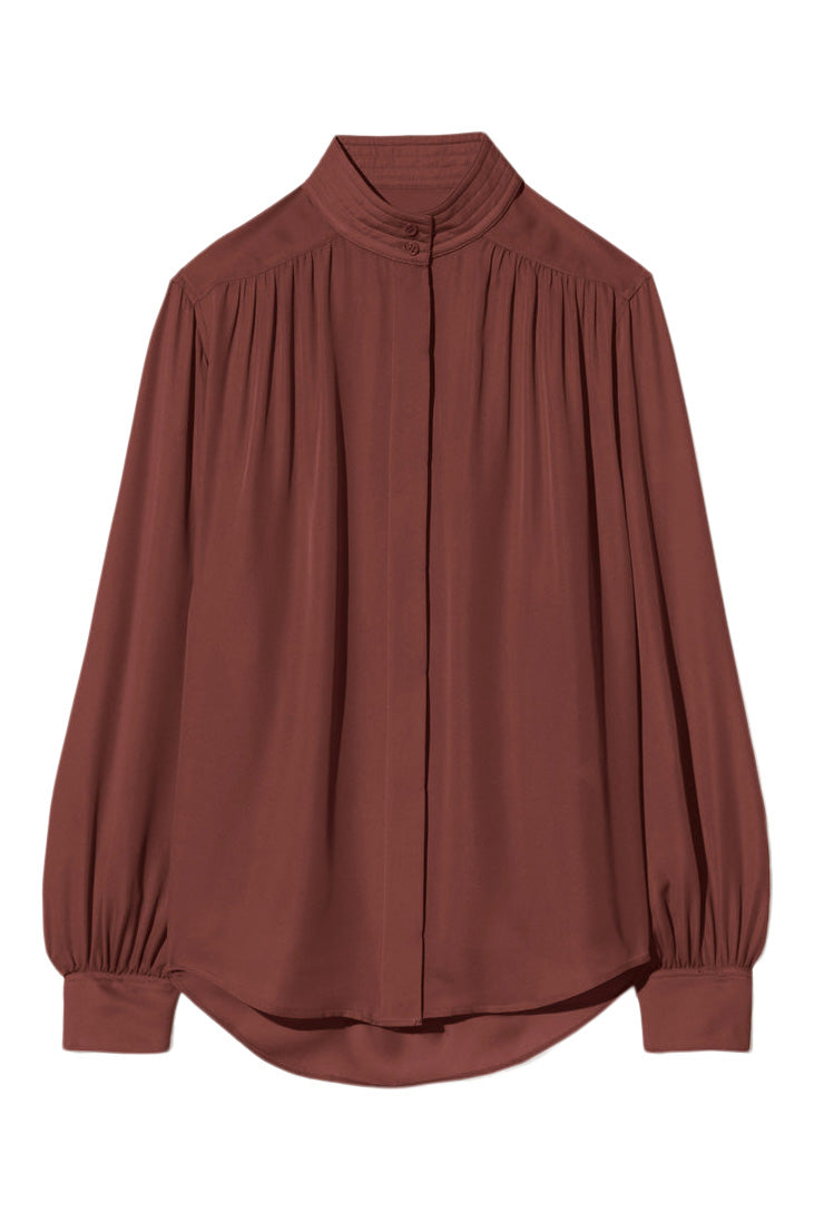 Nili Lotan Revi Silk Blouse in Burgundy
