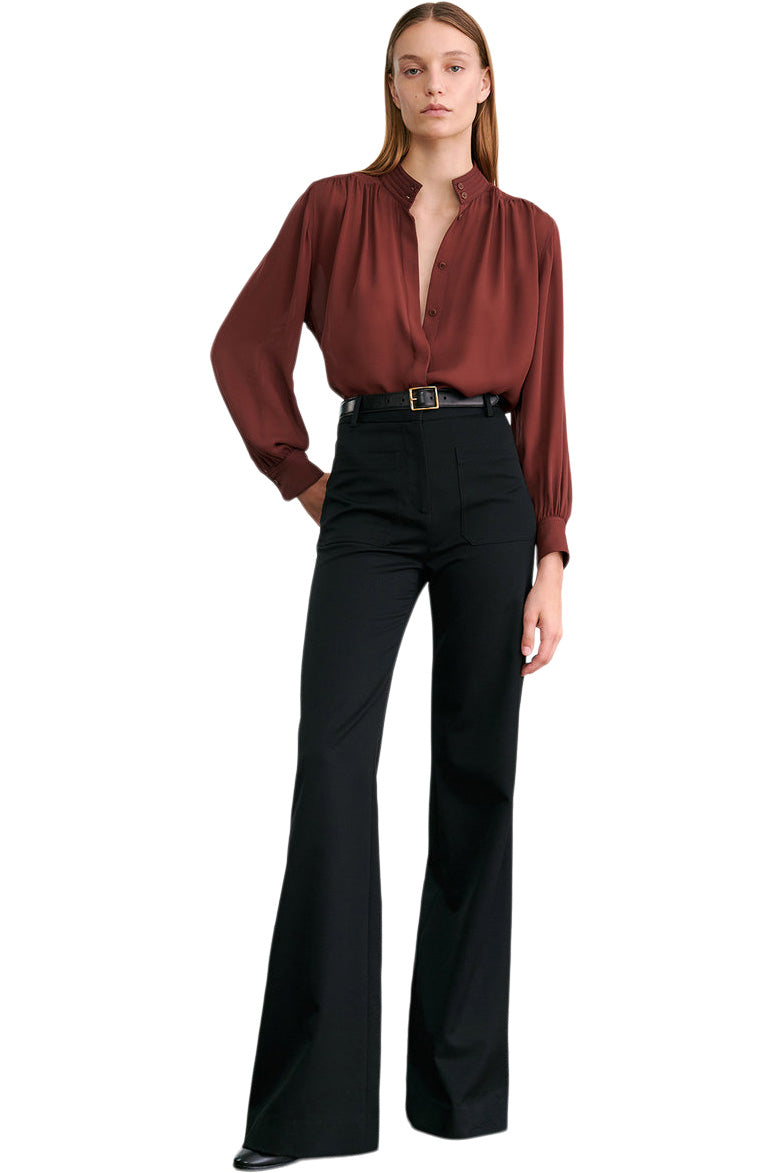 Nili Lotan Revi Silk Blouse in Burgundy