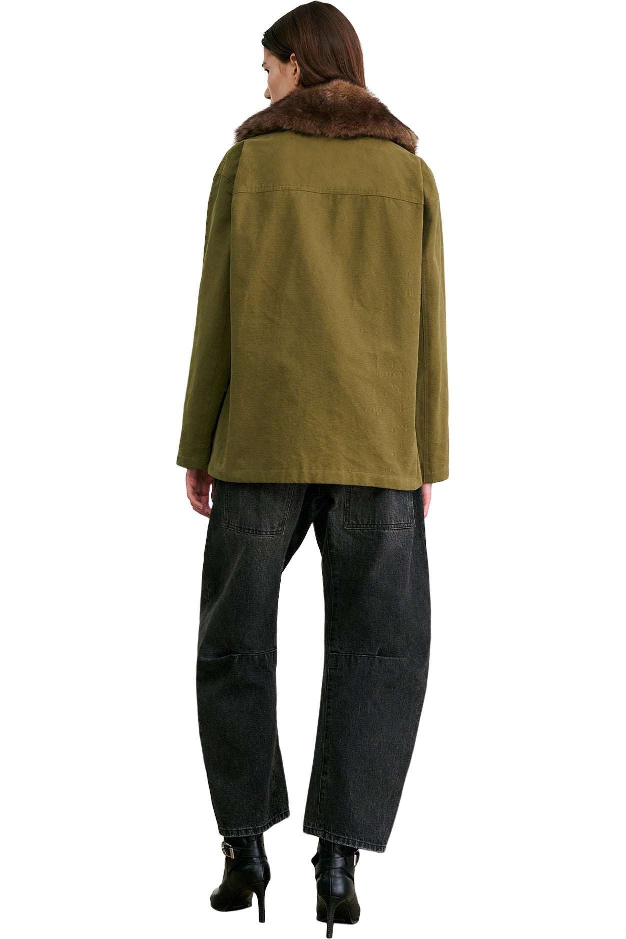 Nili Lotan Ronay Faux-Fur Cotton Parka
 in Olive Green