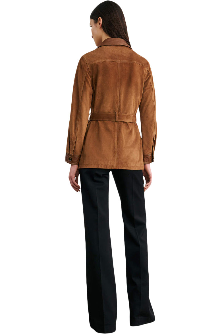 Nili Lotan Suede Jacket in Martora - Cognac