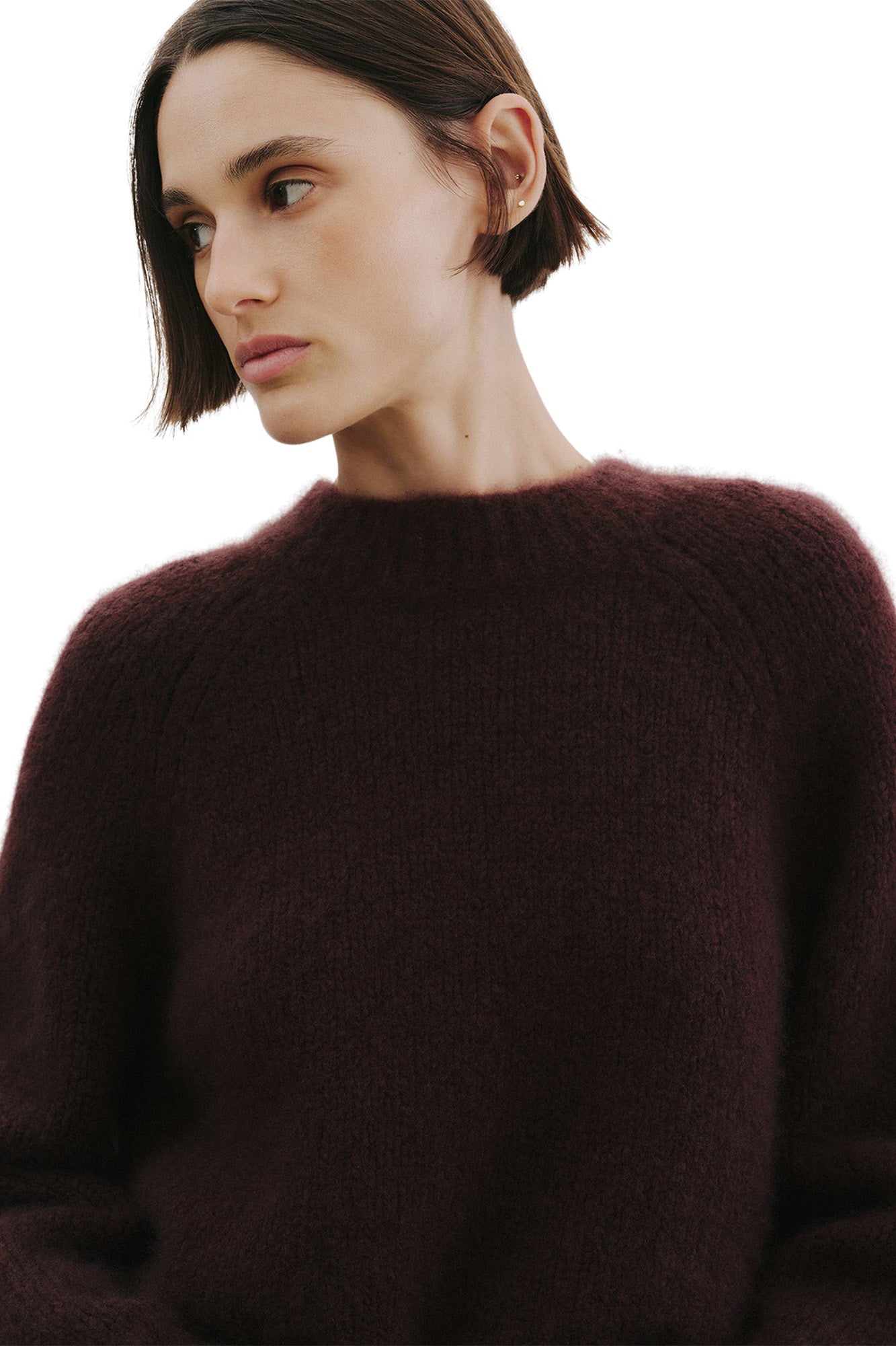 Nili Lotan Tomaso Cashmere Silk Sweater in Burgundy